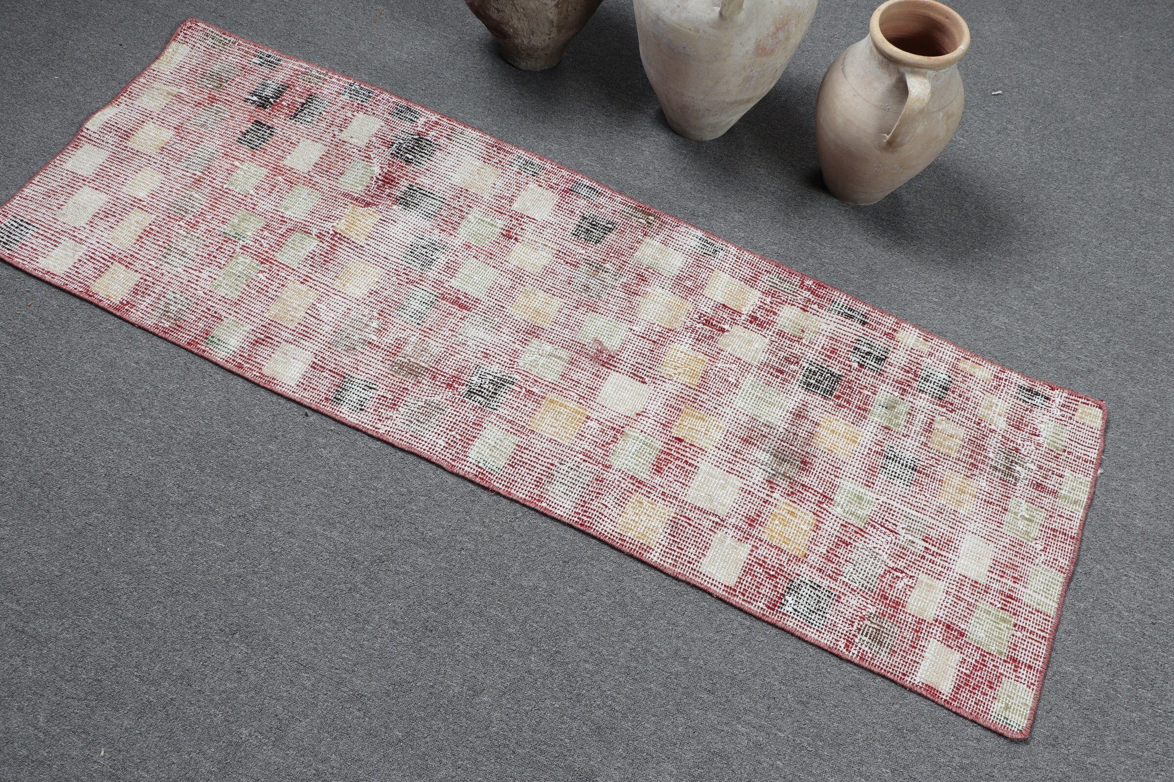 Rugs for Corridor, Vintage Rug, Red Bedroom Rugs, Decorative Rug, Oushak Rug, Kitchen Rug, Wool Rug, Turkish Rugs, 2x5.9 ft Runner Rug