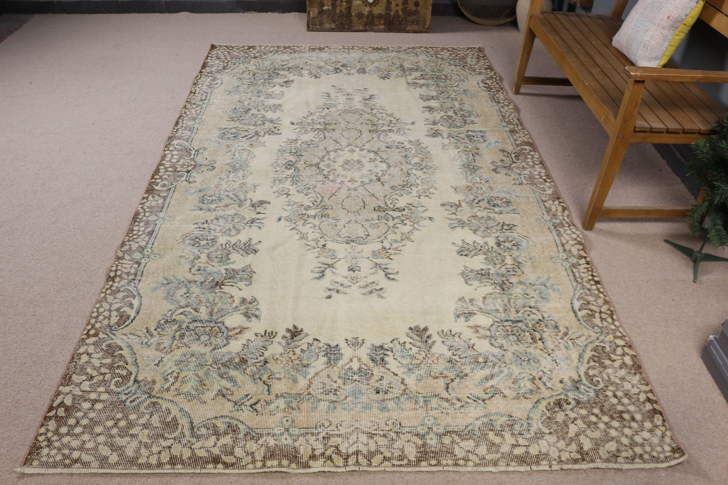 Turkish Rugs, Living Room Rug, Beige Luxury Rug, Vintage Rug, Dining Room Rug, Home Decor Rugs, 5.6x9.3 ft Large Rug, Oriental Rugs