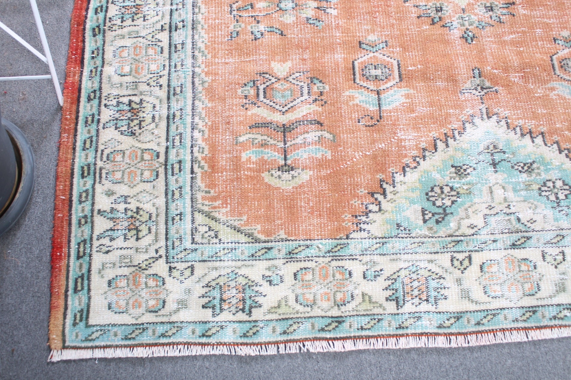 Salon Halıları, Oryantal Halı, Yemek Odası Halıları, Türk Halıları, 6,3x8,8 ft Büyük Halı, Eski Halılar, Fas Halısı, Vintage Halı, Turuncu Yün Halı