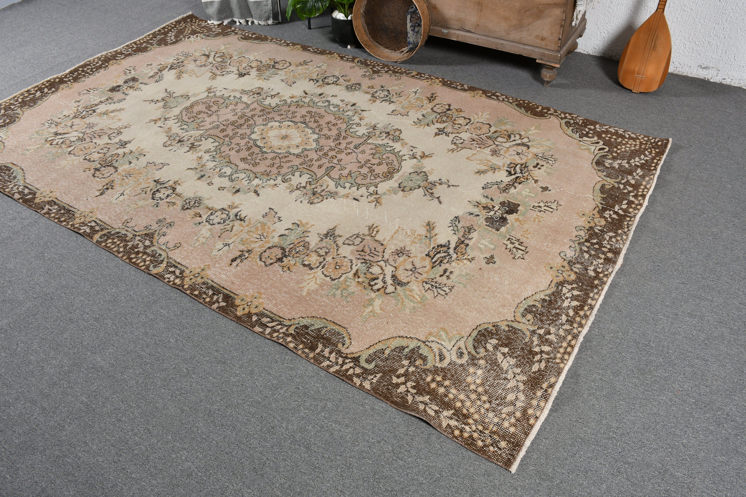 Vintage Rugs, Beige Moroccan Rugs, Salon Rugs, 5.4x9.2 ft Large Rug, Turkish Rug, Custom Rug, Antique Rugs, Living Room Rugs