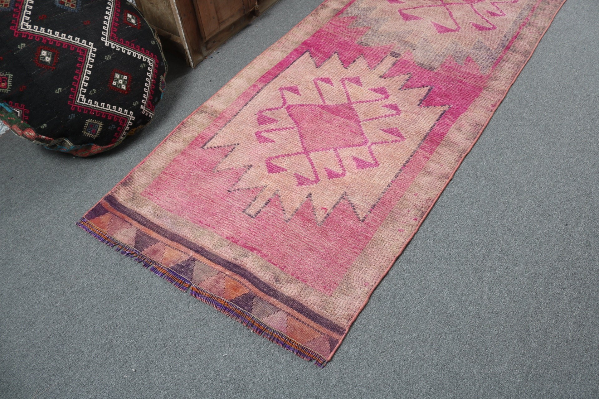 Rugs for Corridor, 3.1x9.4 ft Runner Rug, Kitchen Rugs, Cool Rugs, Long Runner Rugs, Modern Rug, Turkish Rug, Pink Boho Rug, Vintage Rug