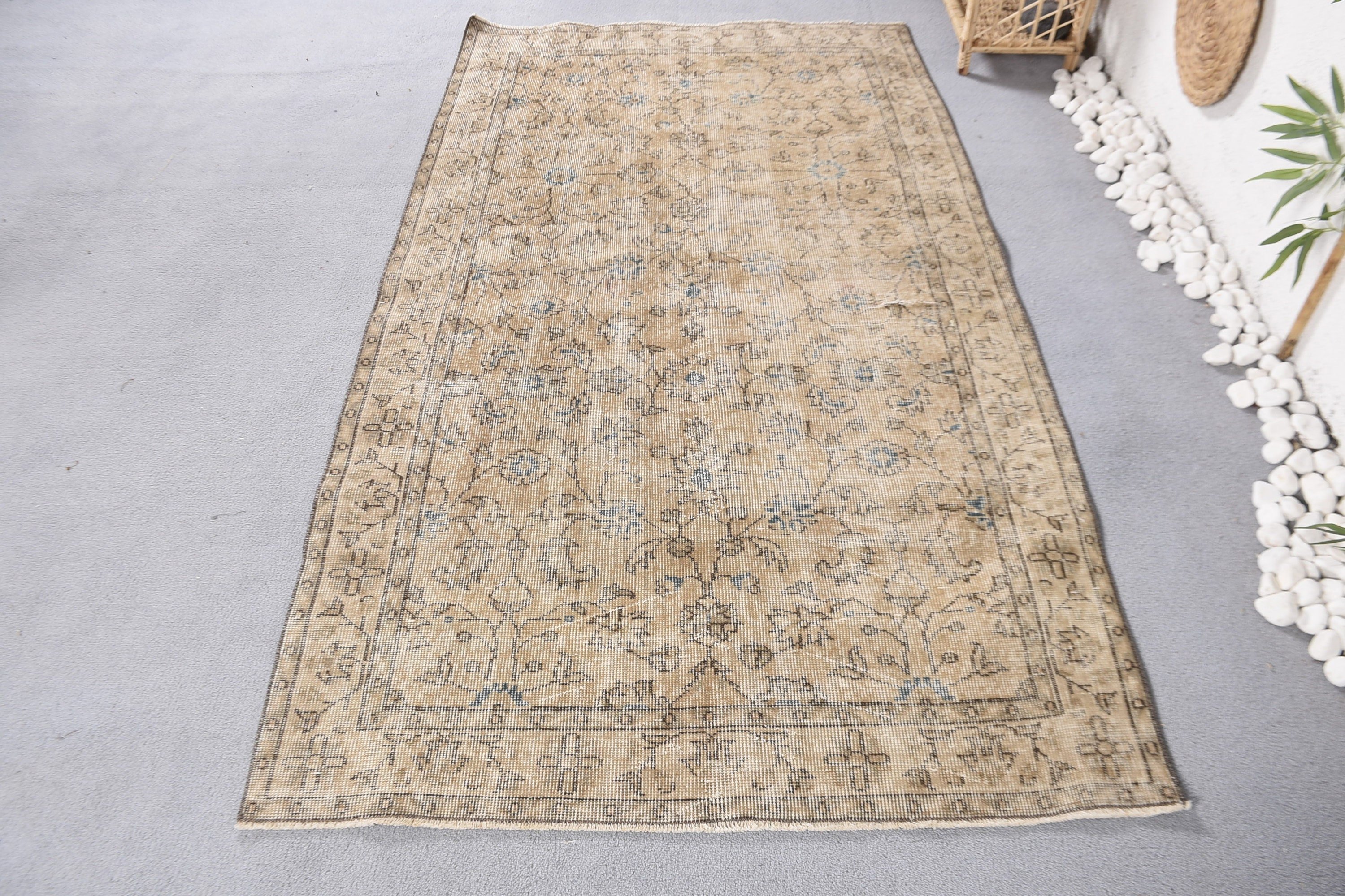 Rugs for Area, Oriental Rugs, Cool Rug, Oushak Area Rug, 3.8x6.9 ft Area Rugs, Floor Rugs, Turkish Rugs, Vintage Rugs, Blue Moroccan Rugs