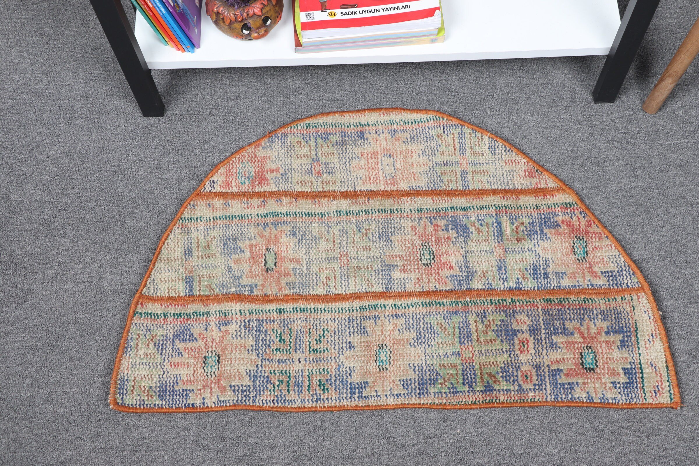 Vintage Rug, 2.5x1.5 ft Small Rug, Turkish Rug, Beige Antique Rug, Home Decor Rugs, Dorm Rug, Bathroom Rugs, Nursery Rugs, Oushak Rugs