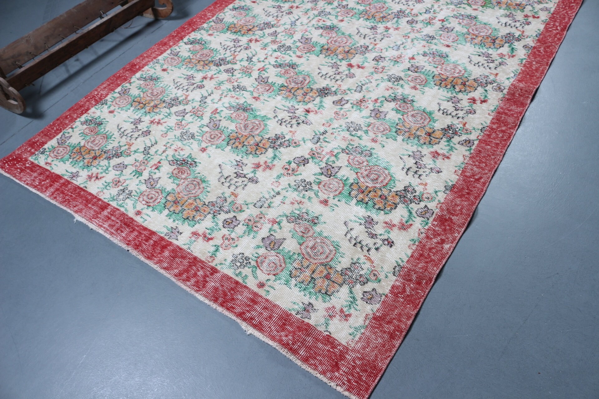 Yemek Odası Halıları, 6x9,3 ft Büyük Halılar, Vintage Halı, Eski Halı, Bej Yatak Odası Halısı, Türk Halıları, Oushak Halısı, Yemek Odası Halısı, Oryantal Halı