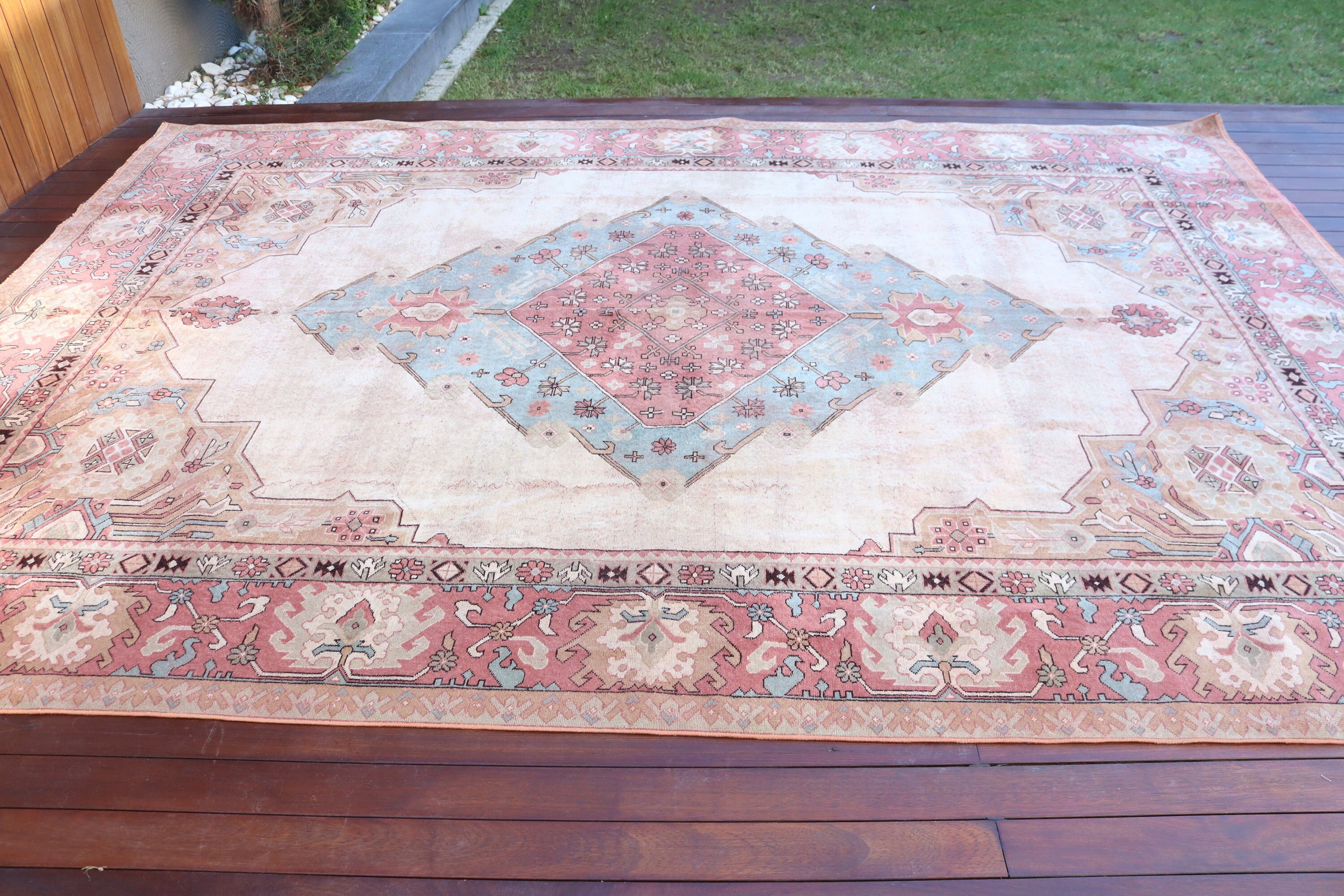 Antika Halılar, Salon Halıları, Büyük Boy Türk Halıları, Bej El Dokuma Halı, Lüks Halılar, Türk Halısı, 8.3x11.6 ft Büyük Boy Halılar, Vintage Halı