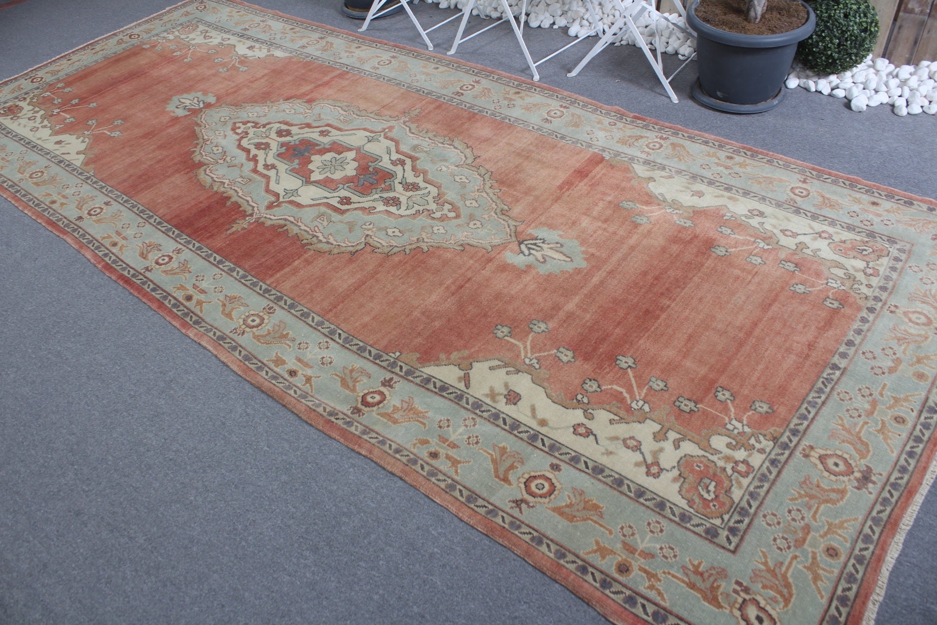 Red Oushak Rug, Salon Rug, Turkish Rug, Vintage Rug, Rugs for Dining Room, Bedroom Rug, Cool Rug, Antique Rugs, 5.2x12.1 ft Large Rugs