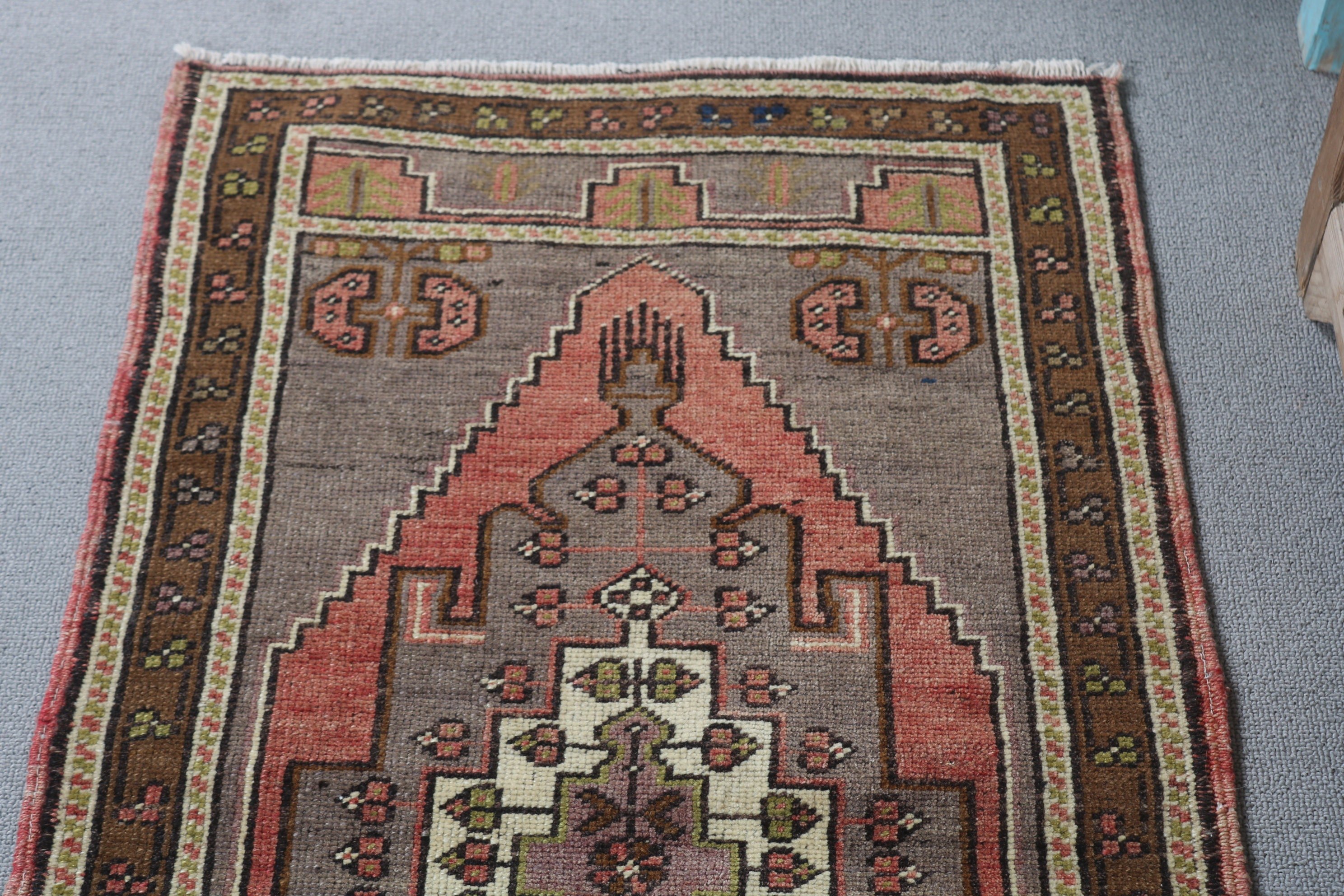 Havalı Halı, Turuncu Ev Dekor Halısı, 1.8x3.4 ft Küçük Halı, Giriş Kilimleri, Yün Halılar, Vintage Halı, Türk Halısı, Araba Paspas Halısı, Kapı Paspas Halısı