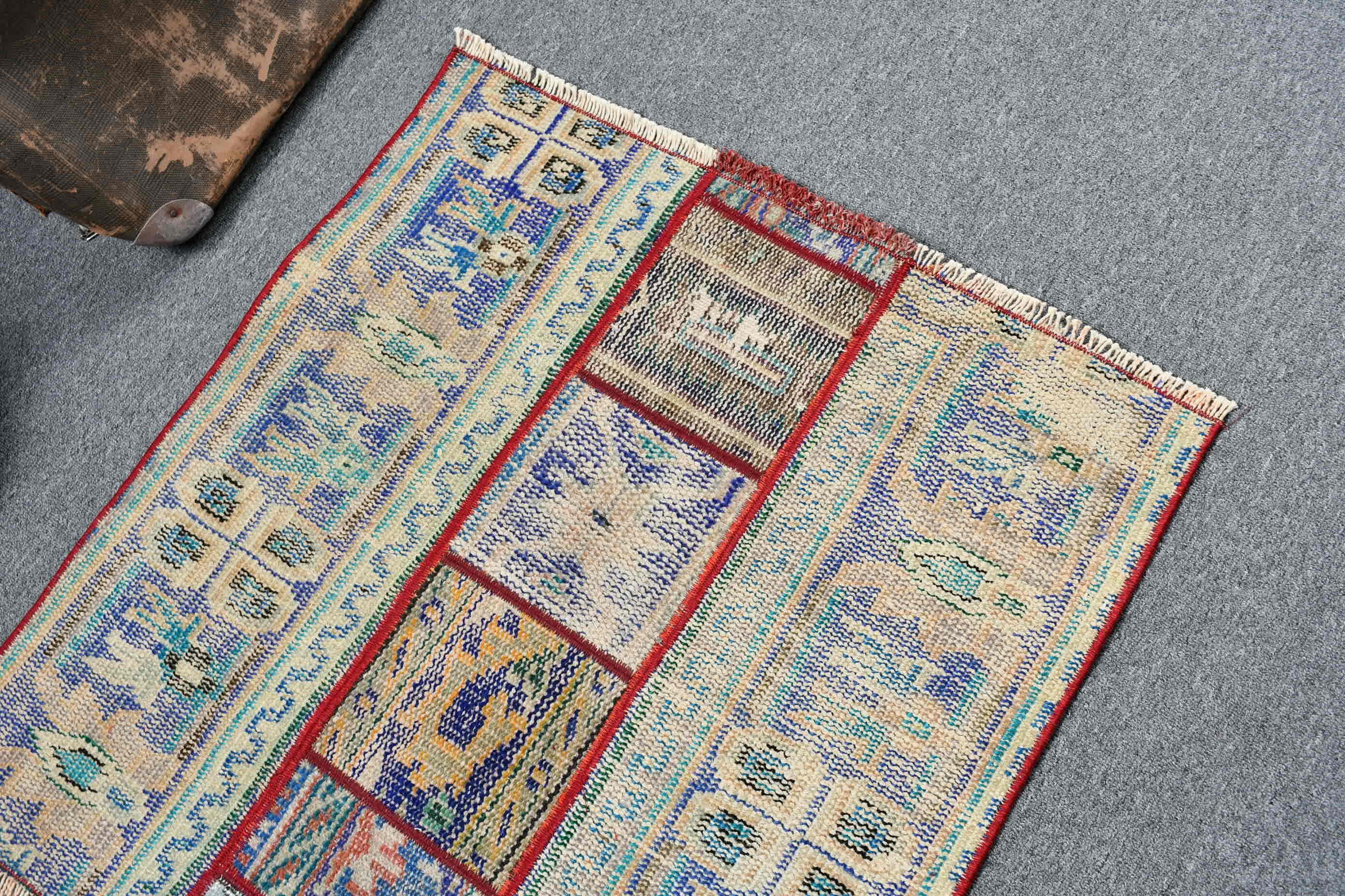 Vintage Rug, Car Mat Rug, Wall Hanging Rug, 2.6x2.7 ft Small Rugs, Turkish Rugs, Floor Rugs, Pale Rug, Green Wool Rug, Kitchen Rugs