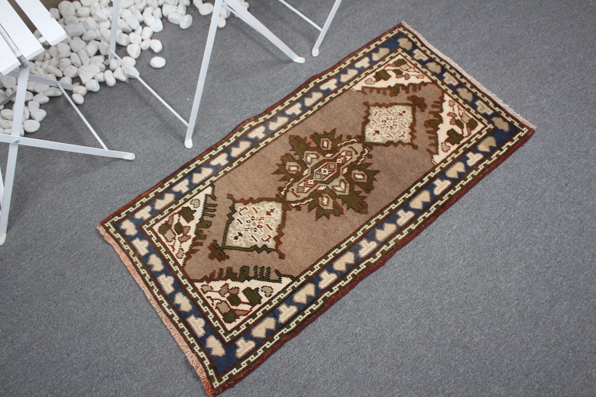 Floor Rug, Vintage Rugs, Cool Rugs, Rugs for Bath, 1.9x3.5 ft Small Rug, Brown Home Decor Rugs, Entry Rug, Turkish Rugs, Bedroom Rug