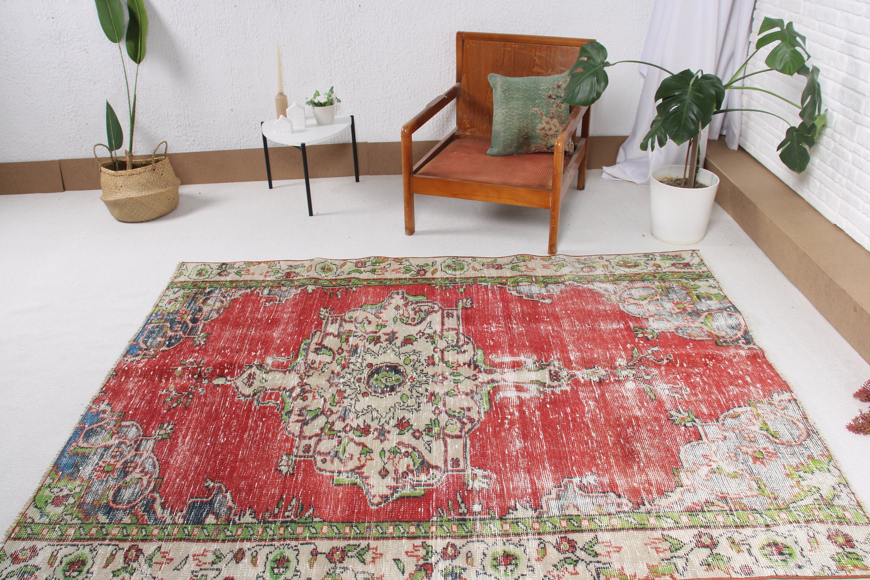 Luxury Rugs, Dining Room Rug, Nursery Rugs, Kitchen Rug, Red Statement Rug, Turkish Rug, 5.3x7 ft Area Rugs, Antique Rug, Vintage Rugs