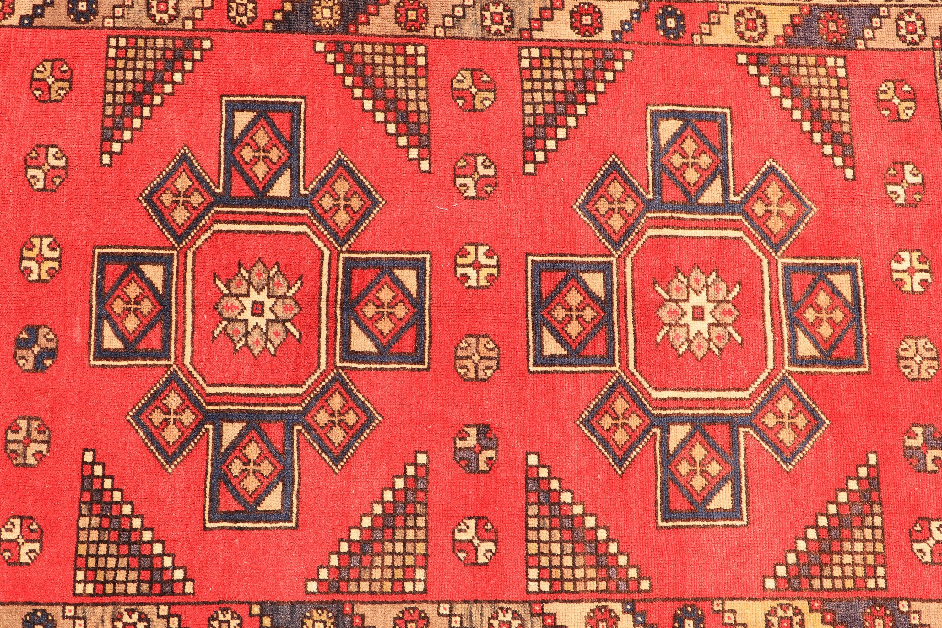 Antique Rug, Bedroom Rugs, 3.6x5.5 ft Accent Rug, Kitchen Rug, Designer Rug, Turkish Rugs, Red Moroccan Rug, Oriental Rugs, Vintage Rug