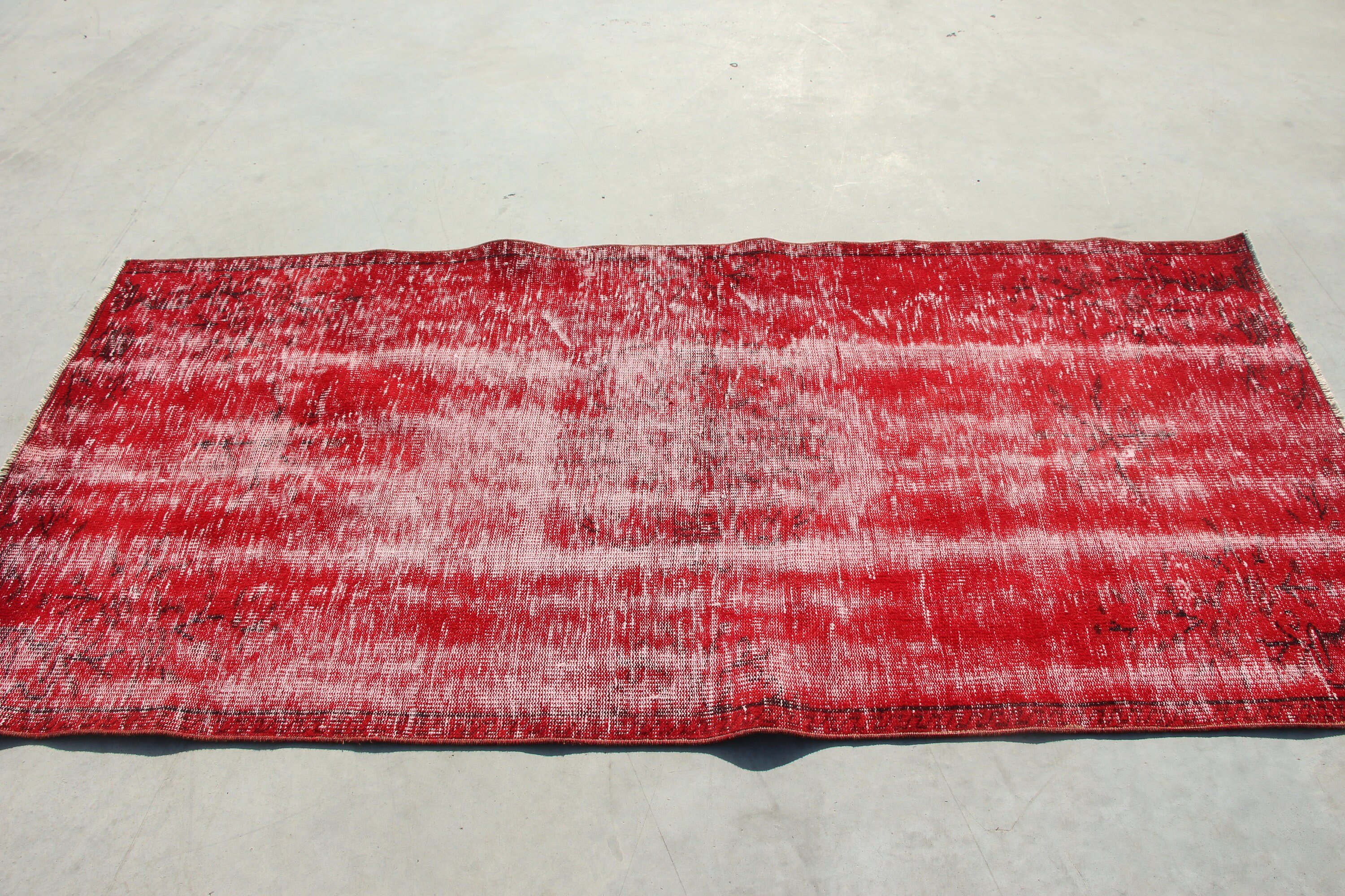 Red  3.4x7.3 ft Area Rug, Vintage Rug, Bedroom Rugs, Living Room Rug, Dining Room Rug, Old Rug, Turkish Rug