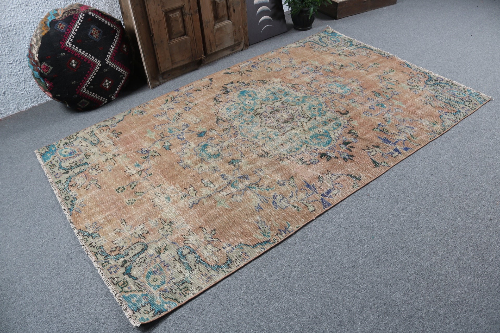 Rugs for Area, Turkish Rug, 4.6x7.7 ft Area Rugs, Bedroom Rug, Vintage Rug, Vintage Area Rugs, Brown Wool Rugs, Handwoven Rugs, Indoor Rug