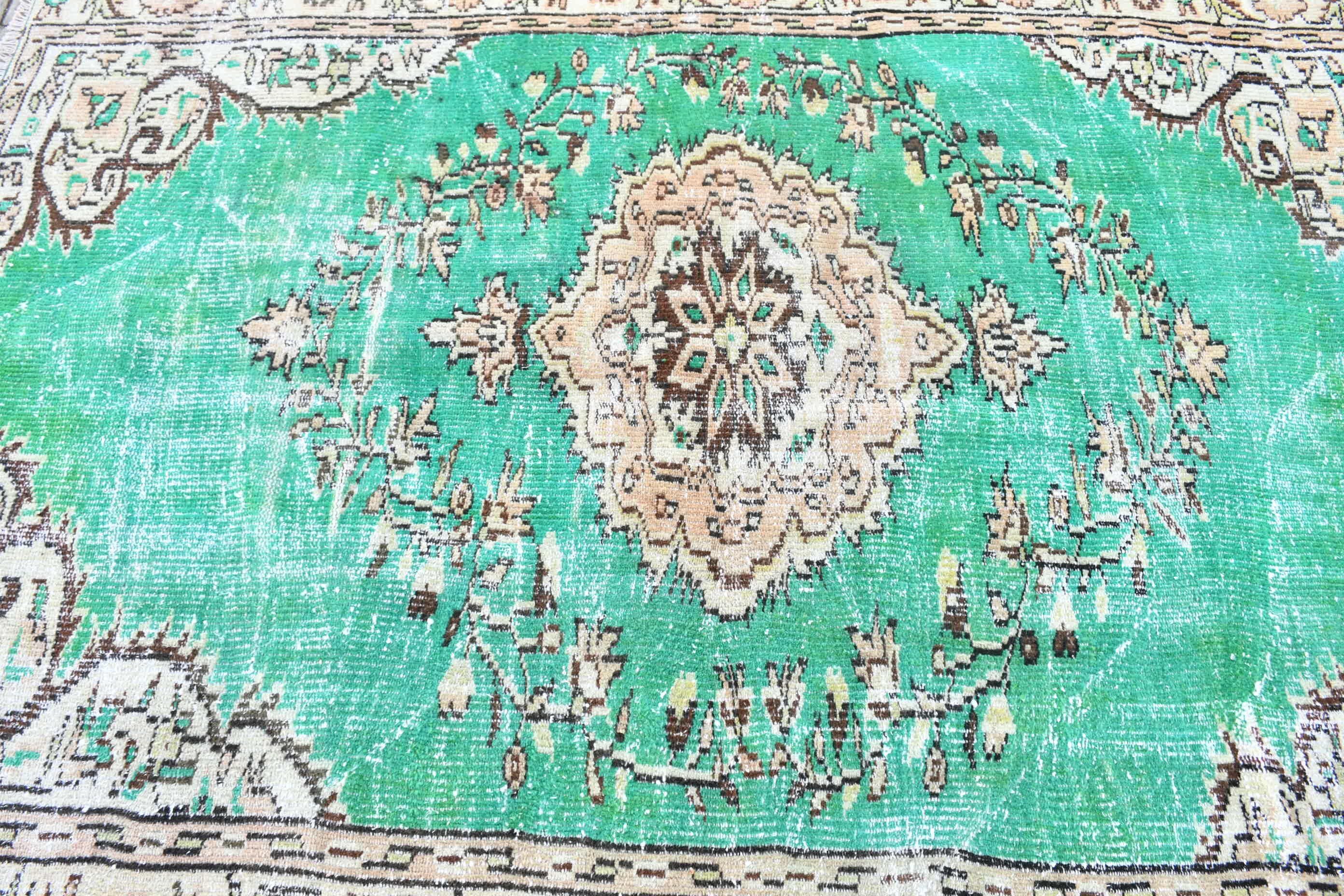 Turkish Rug, 5.2x7.1 ft Area Rugs, Vintage Rug, Office Rug, Rugs for Nursery, Floor Rug, Bedroom Rugs, Green Home Decor Rug, Nursery Rug