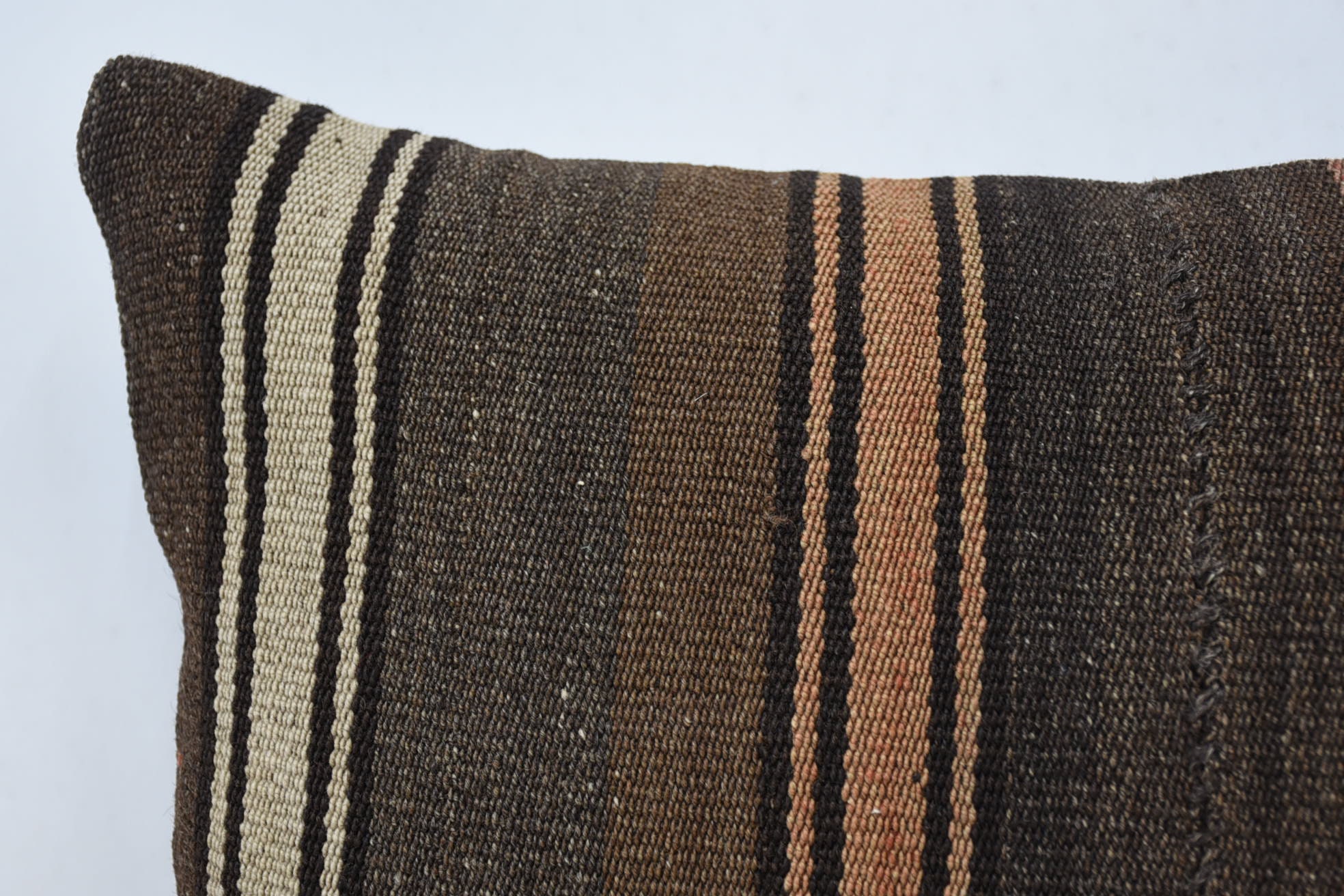 Handmade Kilim Cushion, Kilim Pillow, 16"x24" Brown Cushion, Bright Pillow Case, Boho Pillow, Couch Cushion, Aztec Pillow Sham