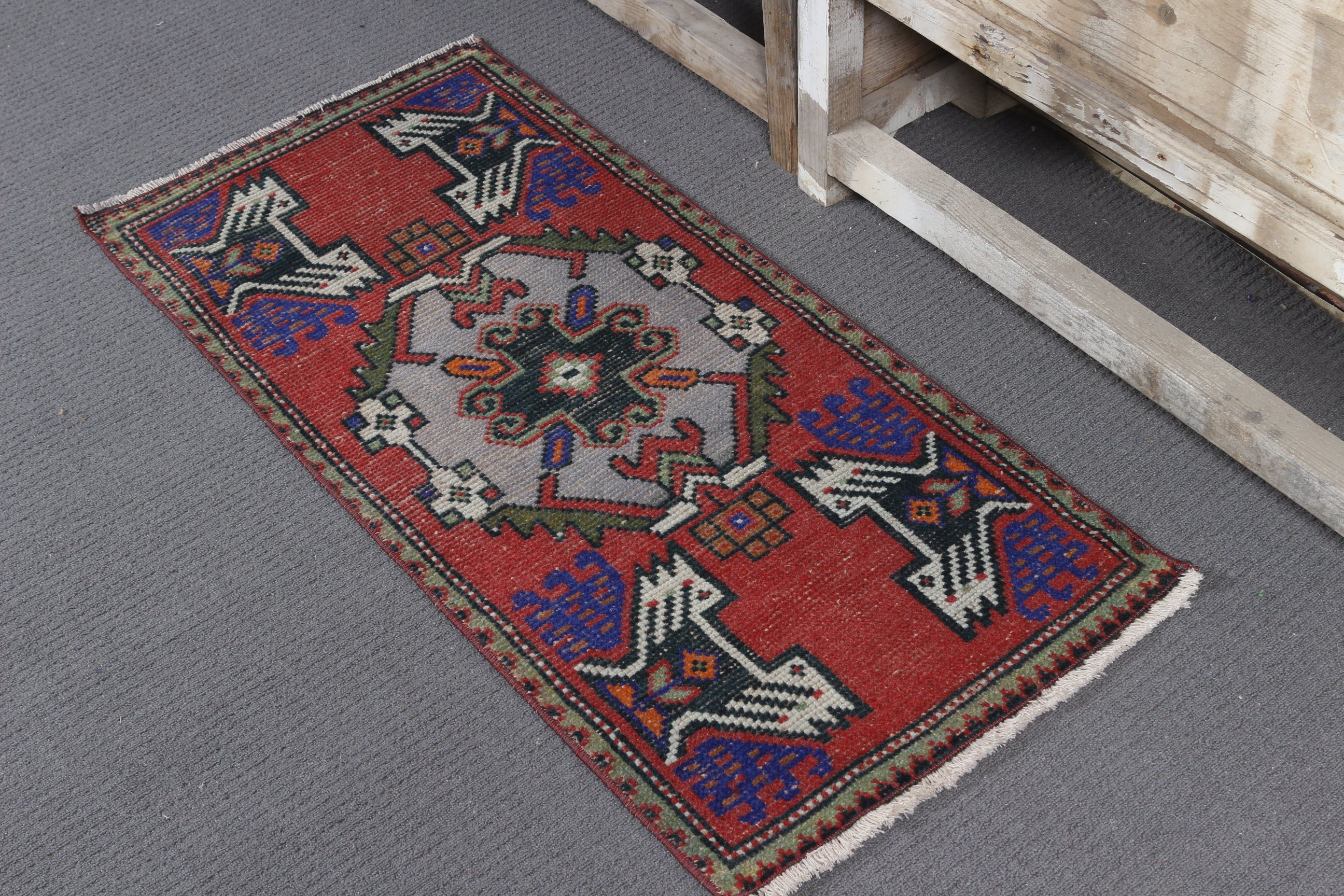 Floor Rug, 1.6x3.3 ft Small Rugs, Red Antique Rugs, Vintage Rug, Door Mat Rugs, Wall Hanging Rug, Turkish Rug, Antique Rugs