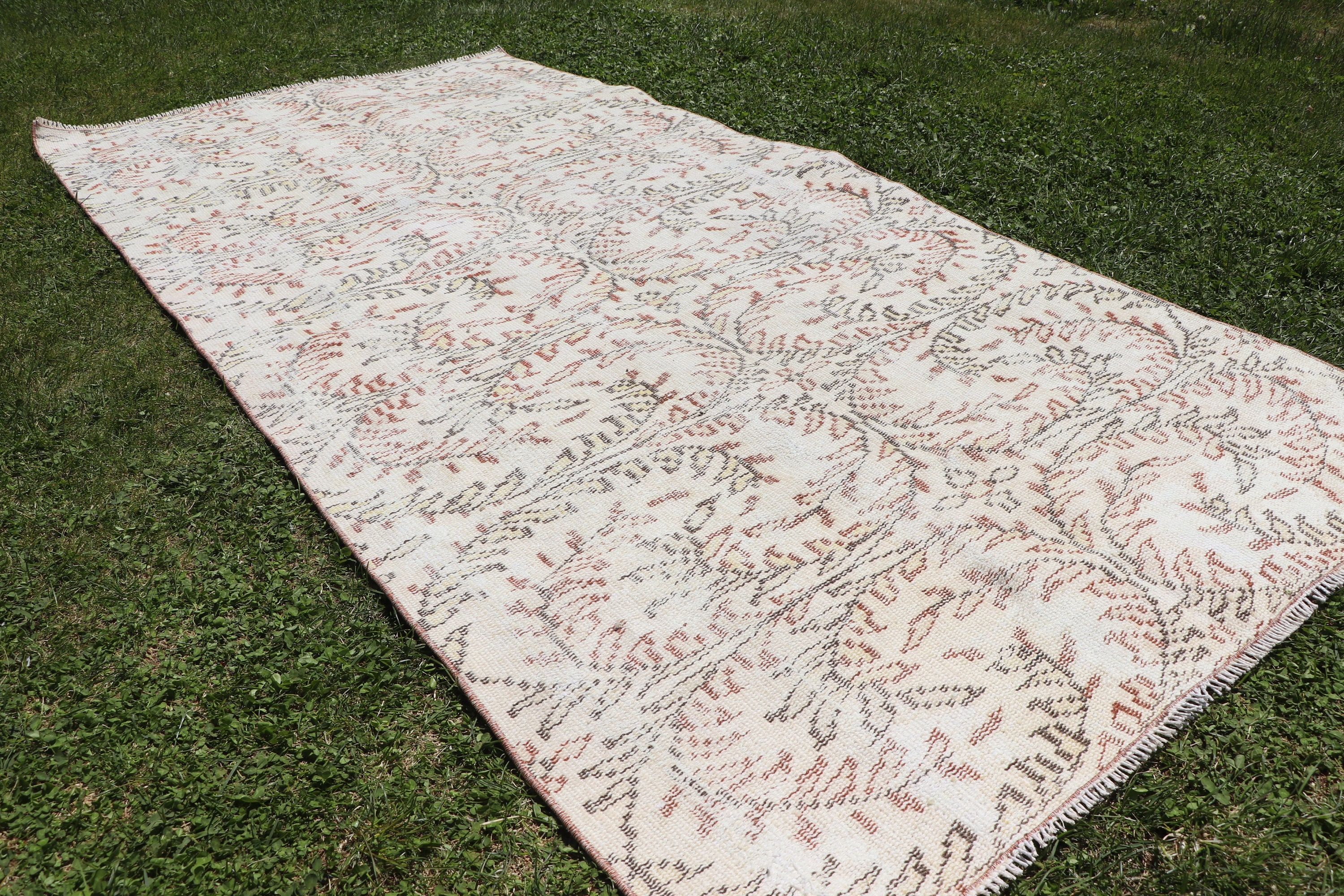 Boho Rug, 3.7x7.6 ft Area Rugs, Beige Home Decor Rugs, Oushak Rug, Kitchen Rugs, Living Room Rugs, Turkish Rug, Vintage Rug, Statement Rugs