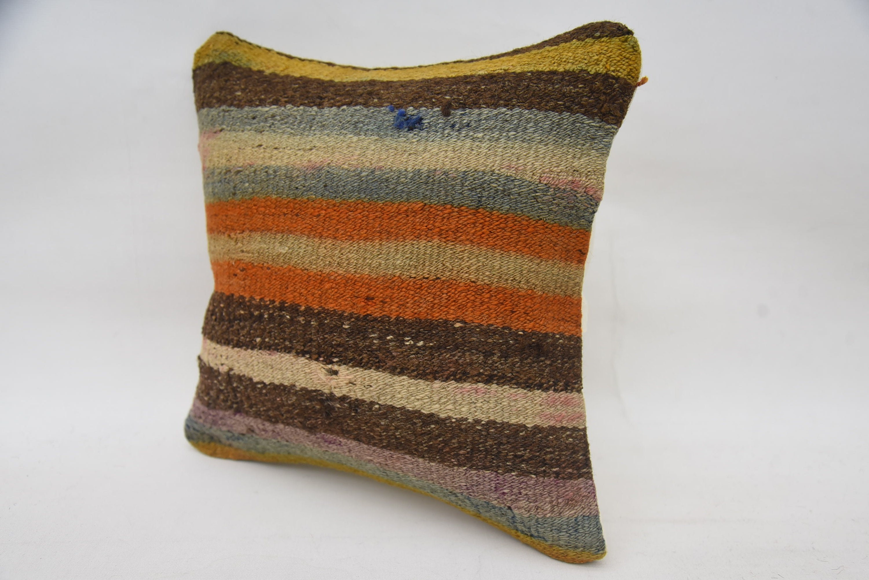 14"x14" Brown Pillow, Ethnical Kilim Rug Pillow, Wholesale Cushion, Vintage Kilim Throw Pillow, Pillow for Sofa