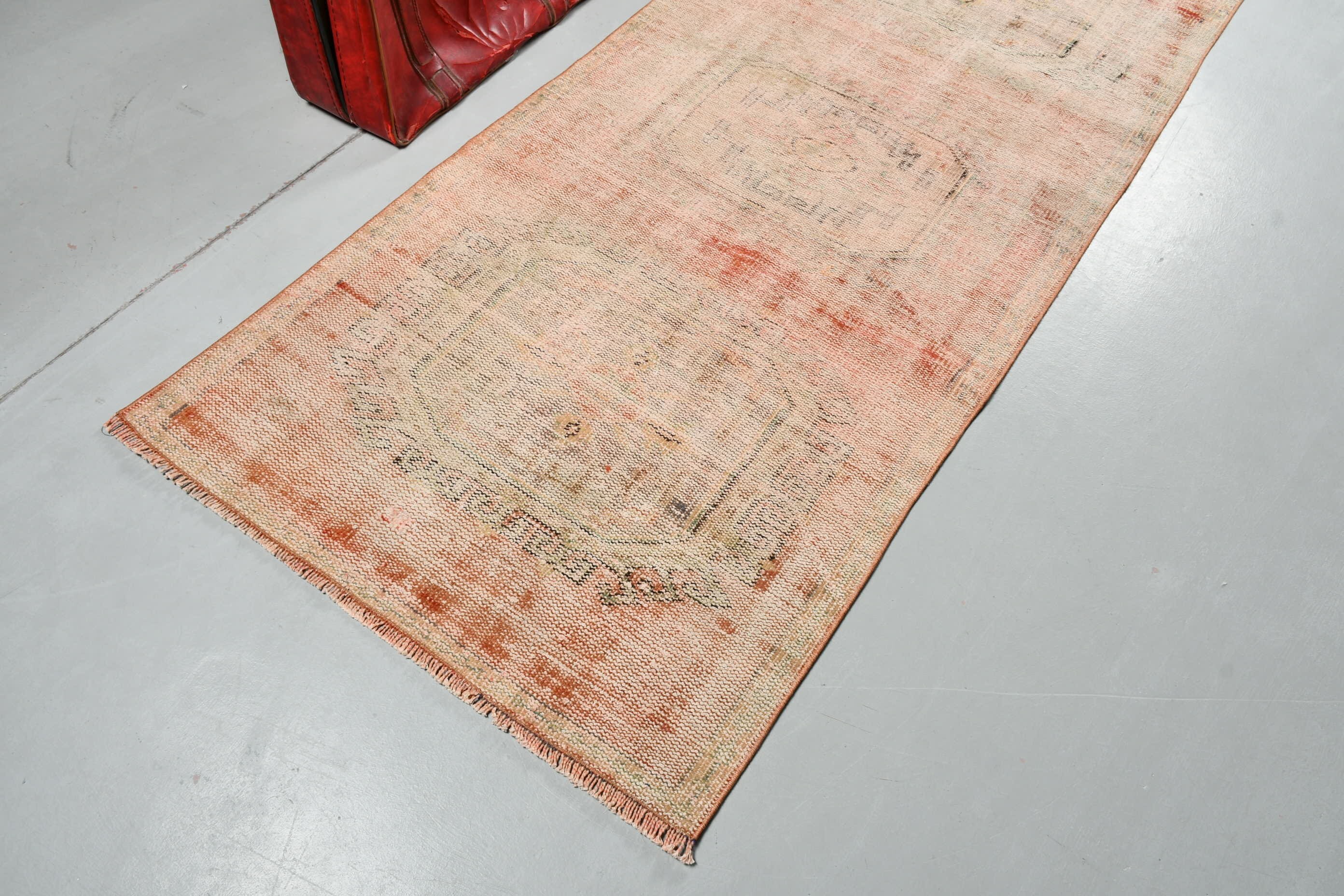 3.1x9.6 ft Runner Rug, Anatolian Rugs, Red Oriental Rug, Kitchen Rugs, Wool Rugs, Vintage Rug, Muted Rug, Rugs for Stair, Turkish Rugs