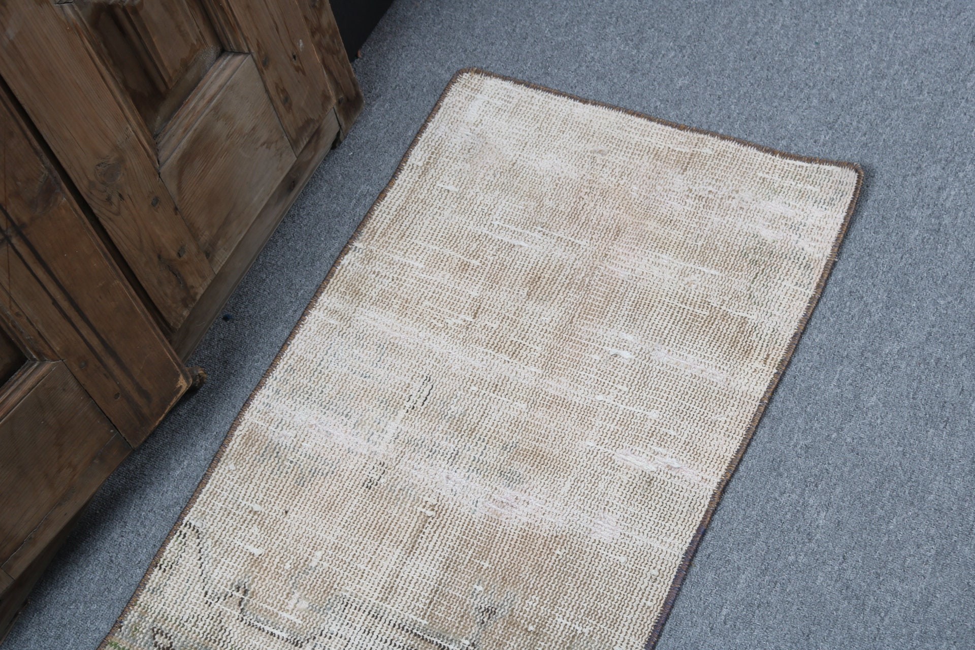 Floor Rug, Vintage Rugs, Turkish Rugs, Bathroom Rugs, 1.6x3.5 ft Small Rugs, Brown Neutral Rugs, Modern Rug, Small Vintage Rug, Kitchen Rug