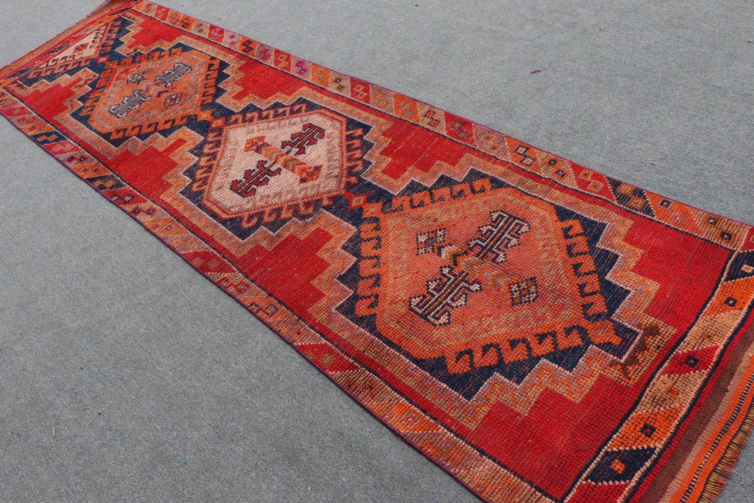 Vintage Rug, Antique Rugs, Kitchen Rug, Turkish Rugs, Cool Rugs, Red Wool Rug, Rugs for Runner, 3.1x11.2 ft Runner Rugs, Hallway Rug