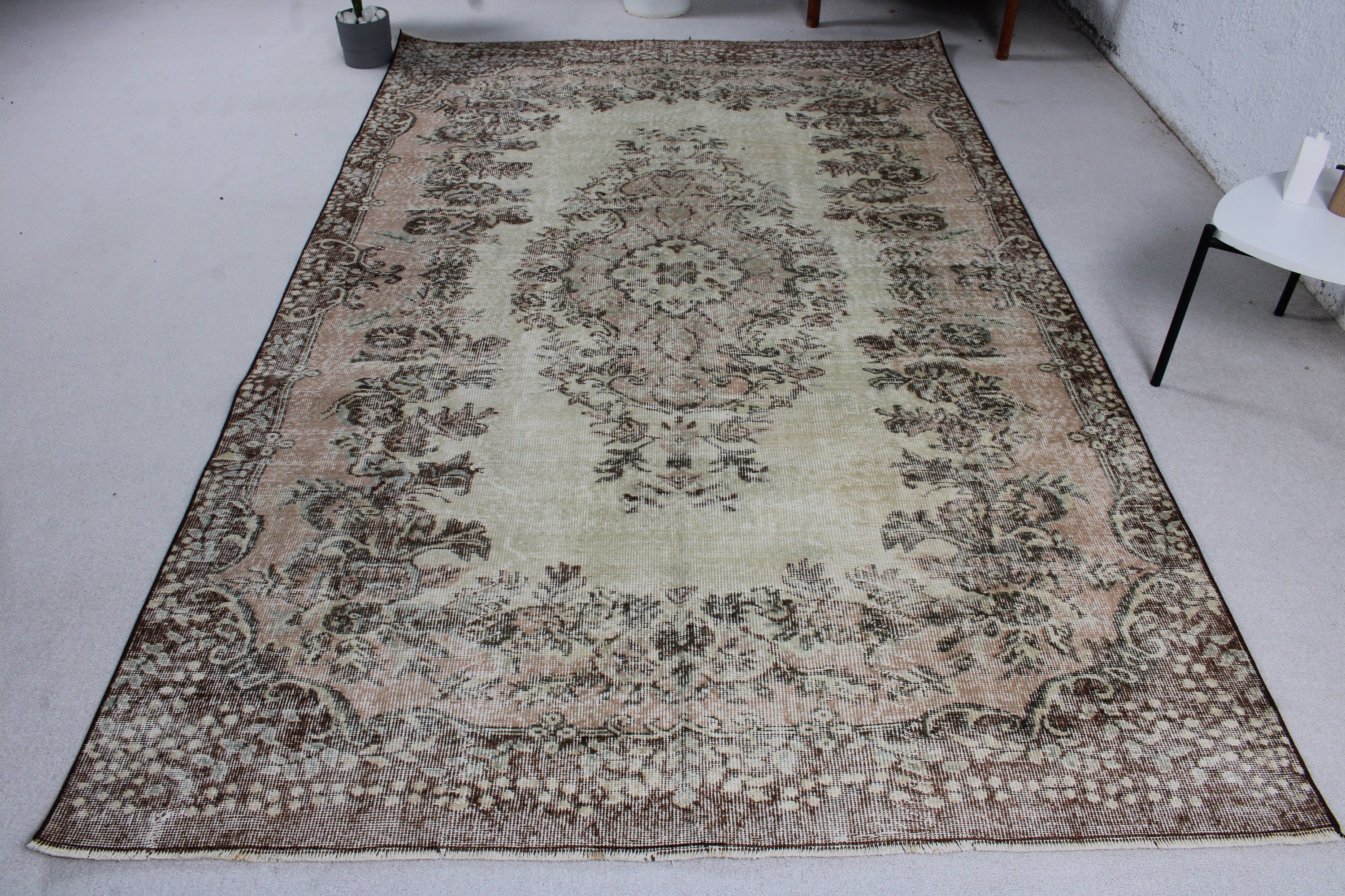 Yatak Odası Halısı, Yün Halı, Vintage Halı, 5.6x9.2 ft Büyük Halı, Bej Yün Halılar, Yemek Odası Halıları, Kabile Halısı, Mutfak Halıları, Türk Halısı