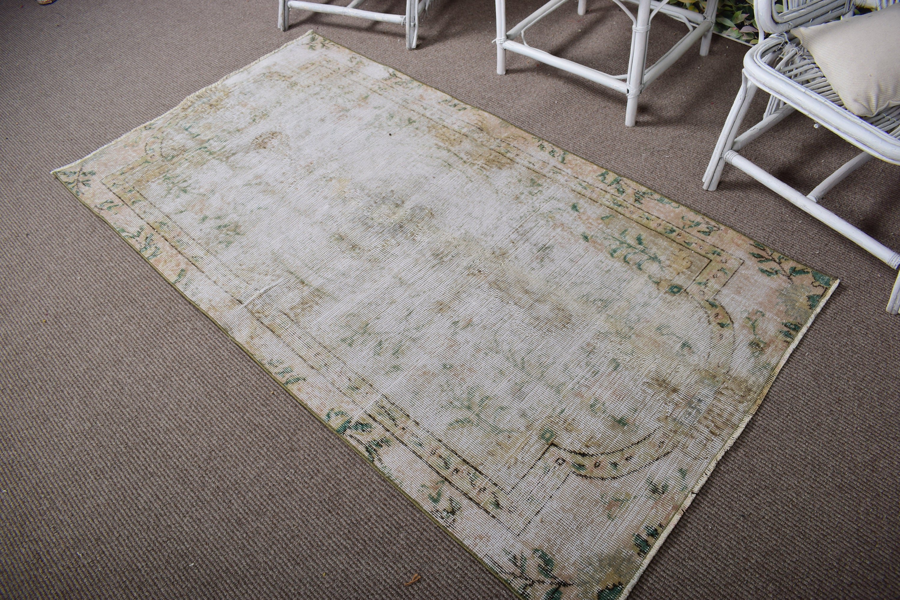 Modern Rug, Kitchen Rugs, Beige Cool Rugs, Turkish Rugs, Bedroom Rug, Vintage Rugs, Antique Rugs, 3.3x6.3 ft Accent Rug