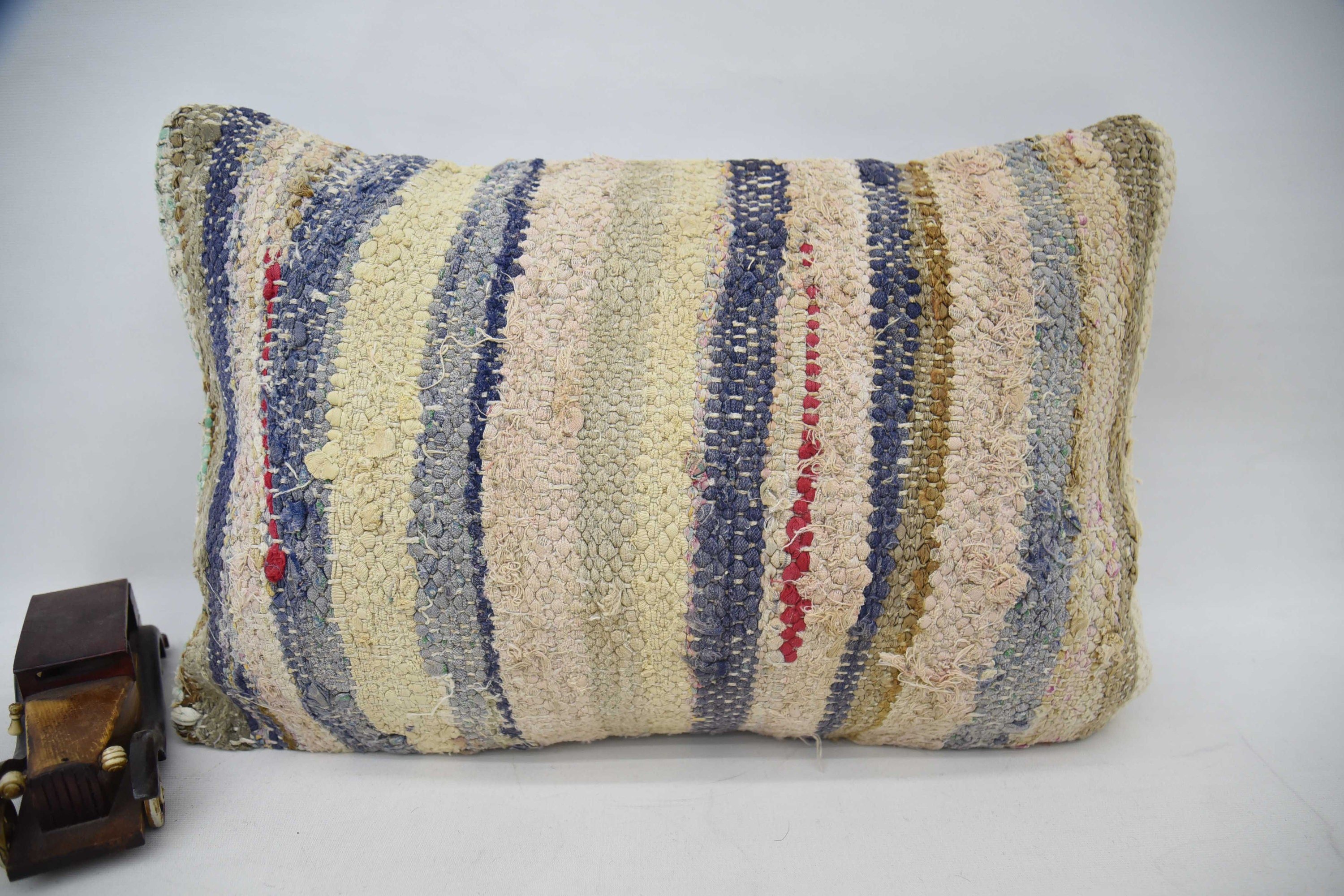 Antique Pillows, Vintage Kilim Pillow, 16"x24" Blue Cushion Case, Turkish Kilim Pillow, Tapestry Cushion Case, Handwoven Cushion Cover
