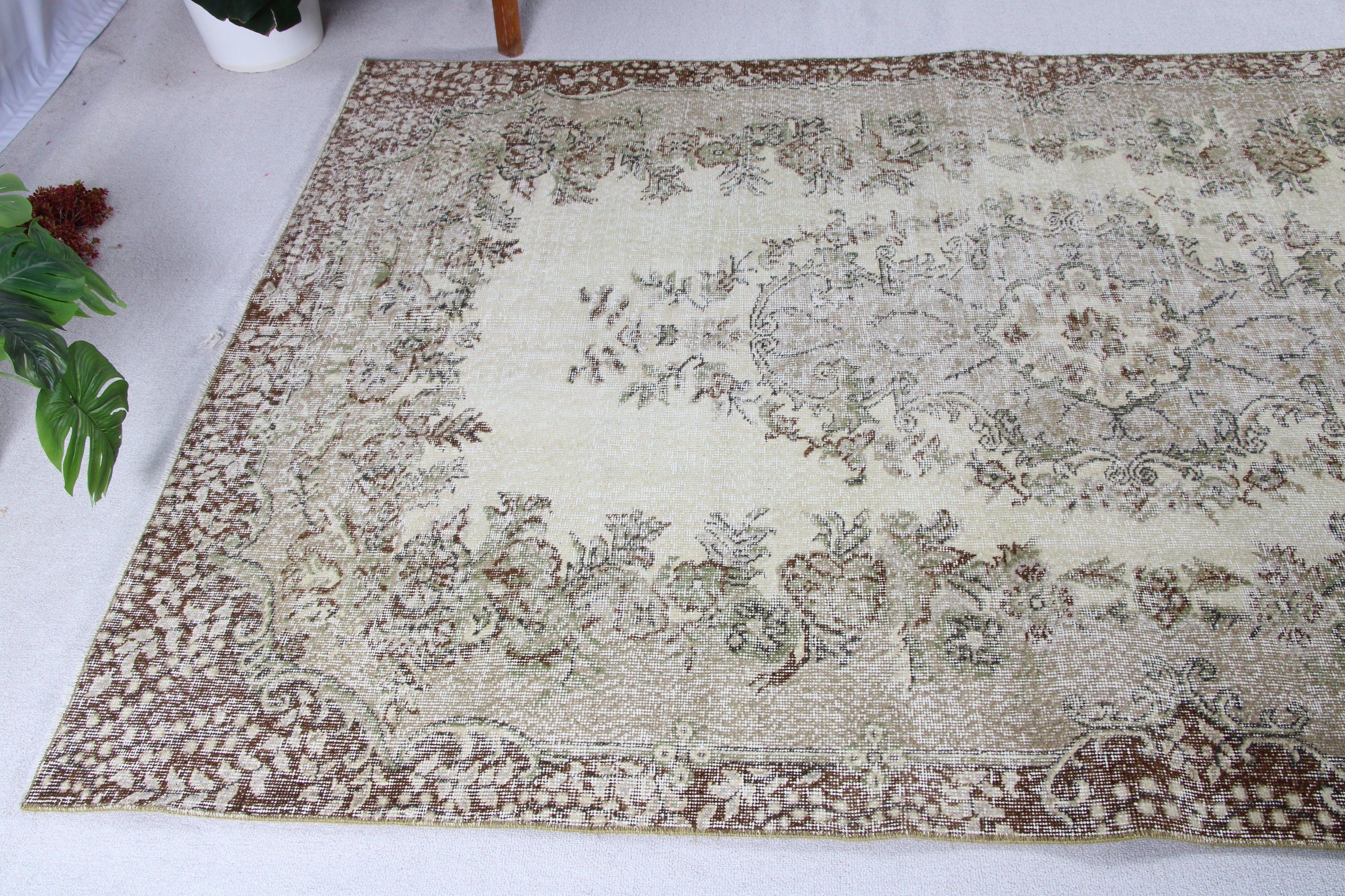 Yeşil Fas Halısı, Büyük Vintage Halılar, 5.3x8.5 ft Büyük Halı, Vintage Halı, Düz Dokuma Halılar, Lüks Halılar, Salon Halısı, Türk Halıları, Boho Halıları