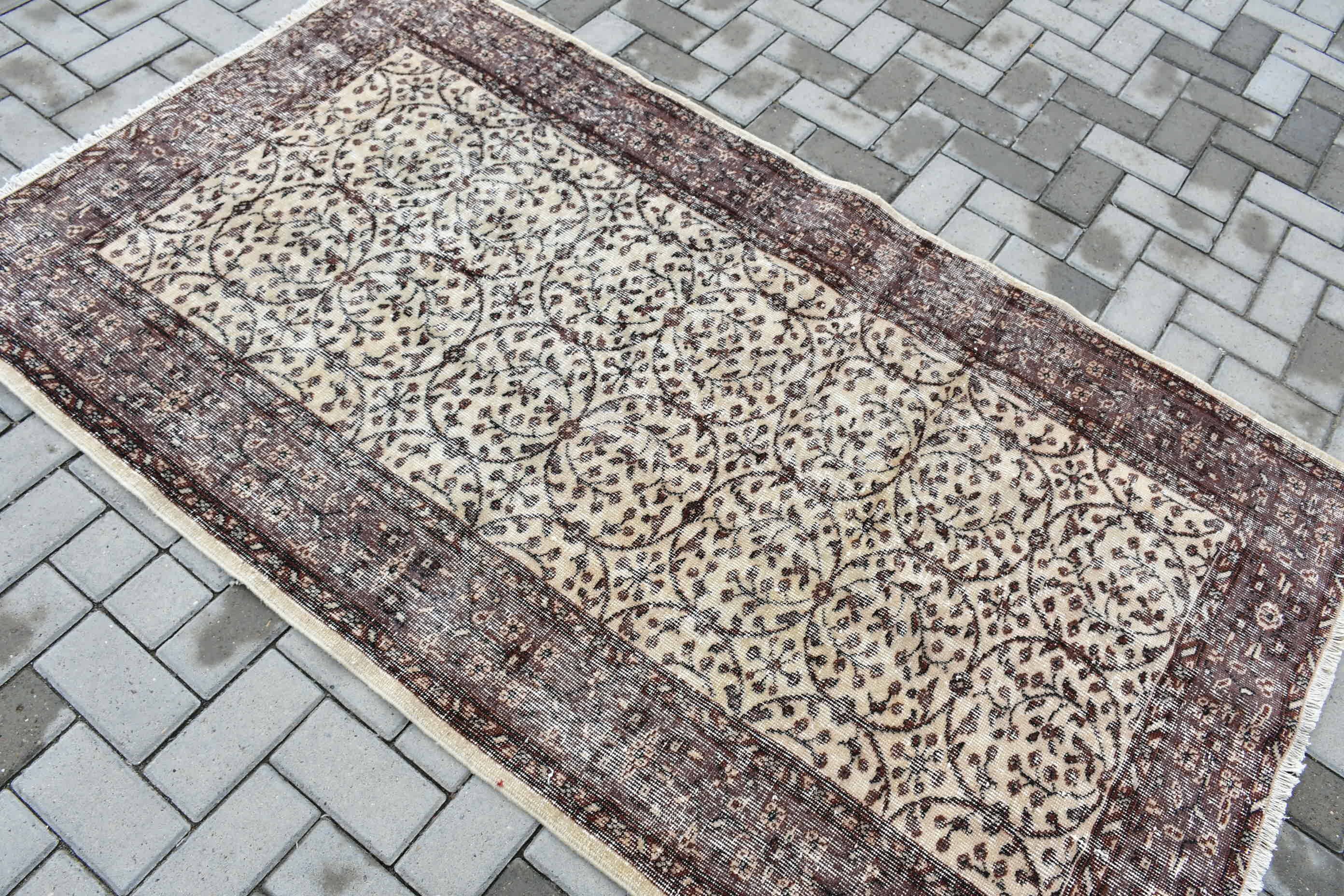 Oushak Rug, Turkish Rug, 3.8x6.7 ft Area Rugs, Kitchen Rugs, Oriental Rug, Floor Rugs, Vintage Rug, Rugs for Area, Brown Oushak Rug