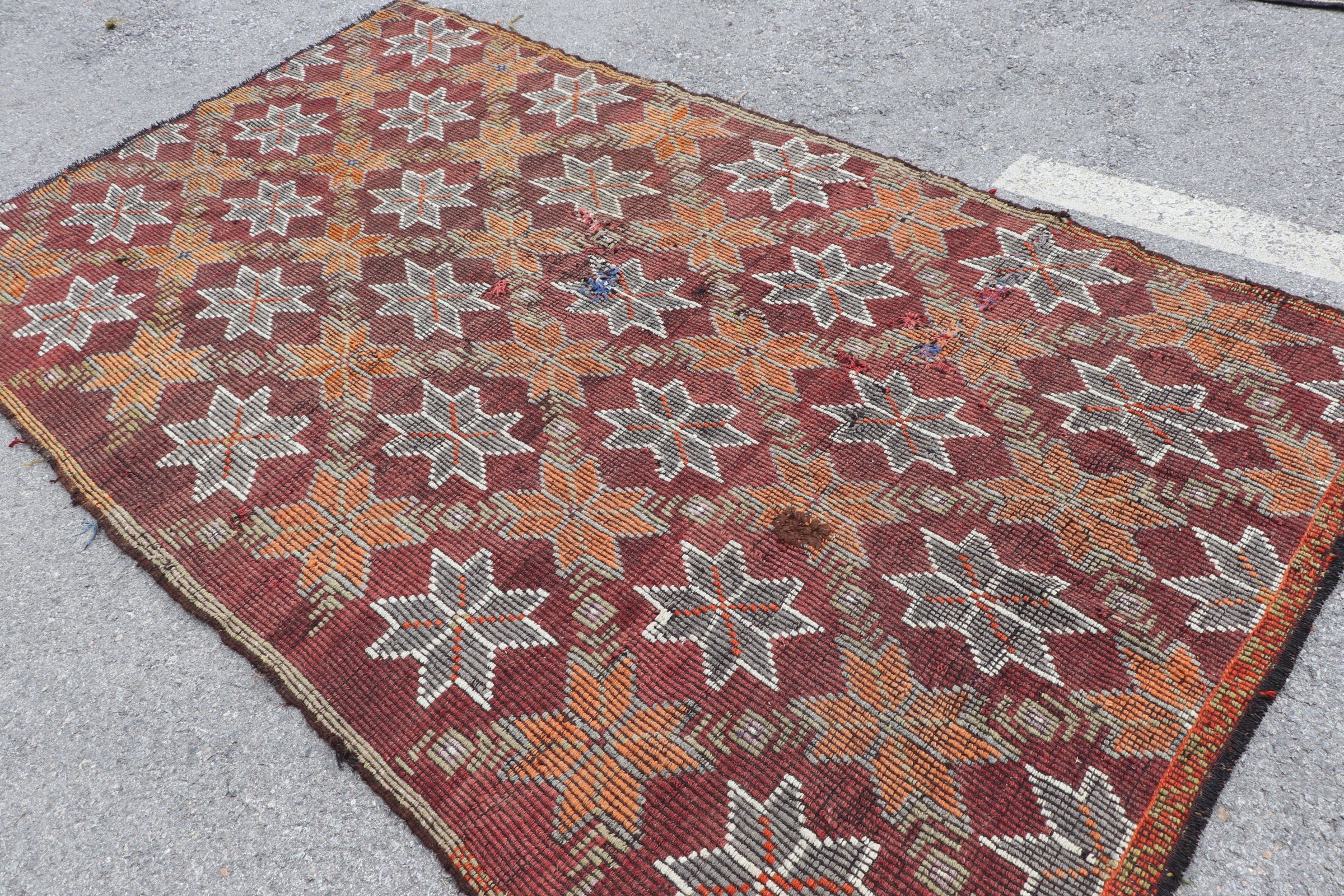 Salon Rugs, Red Antique Rug, Pastel Rug, Kilim, Turkish Rugs, Living Room Rug, Wool Rug, Moroccan Rug, 5.2x9.2 ft Large Rug, Vintage Rugs