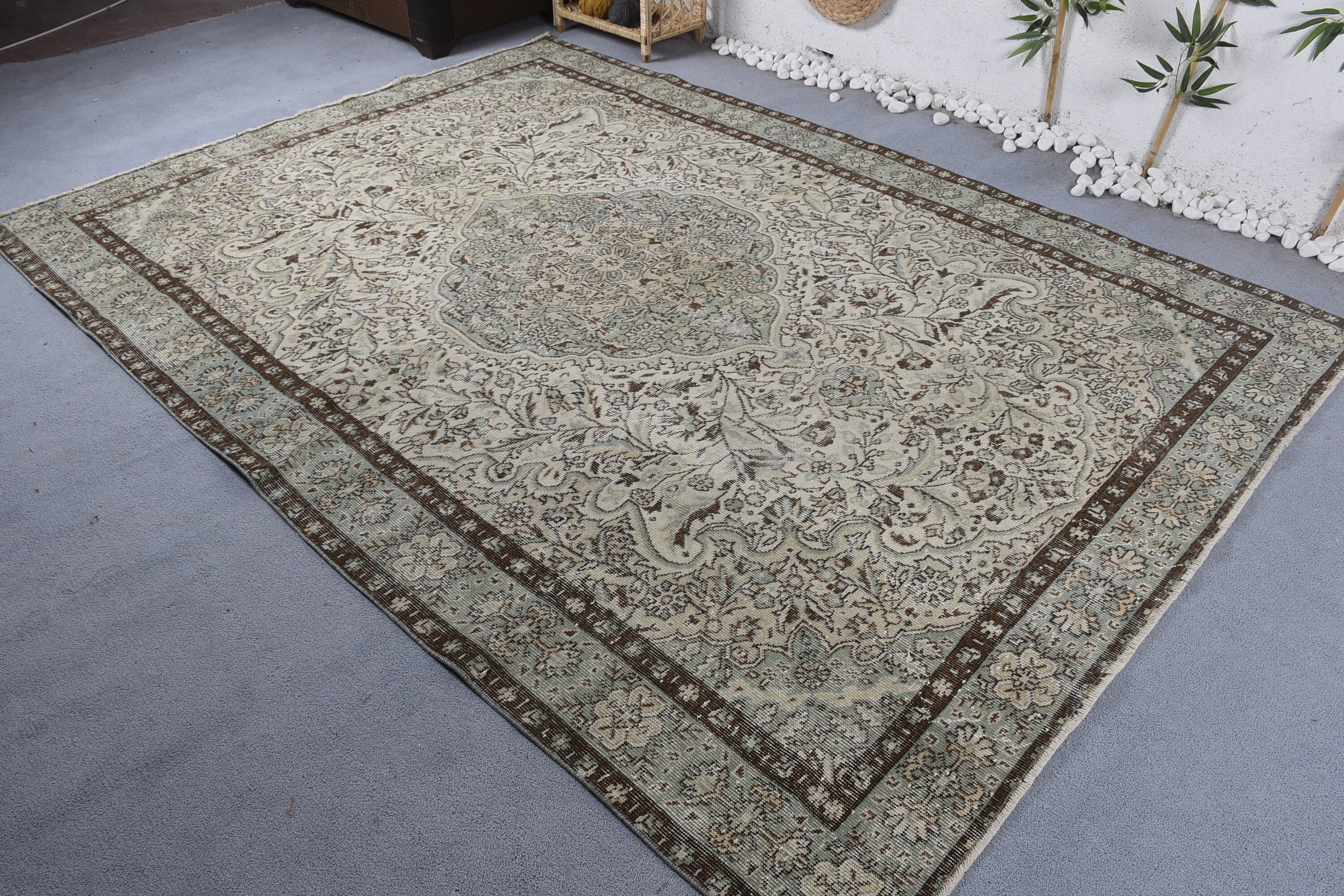 Yatak Odası Halısı, Yemek Odası Halıları, Kahverengi Oryantal Halılar, 6,5x9,2 ft Büyük Halı, Soğuk Halı, Türk Halısı, Özel Halılar, Vintage Halı, Oryantal Halı