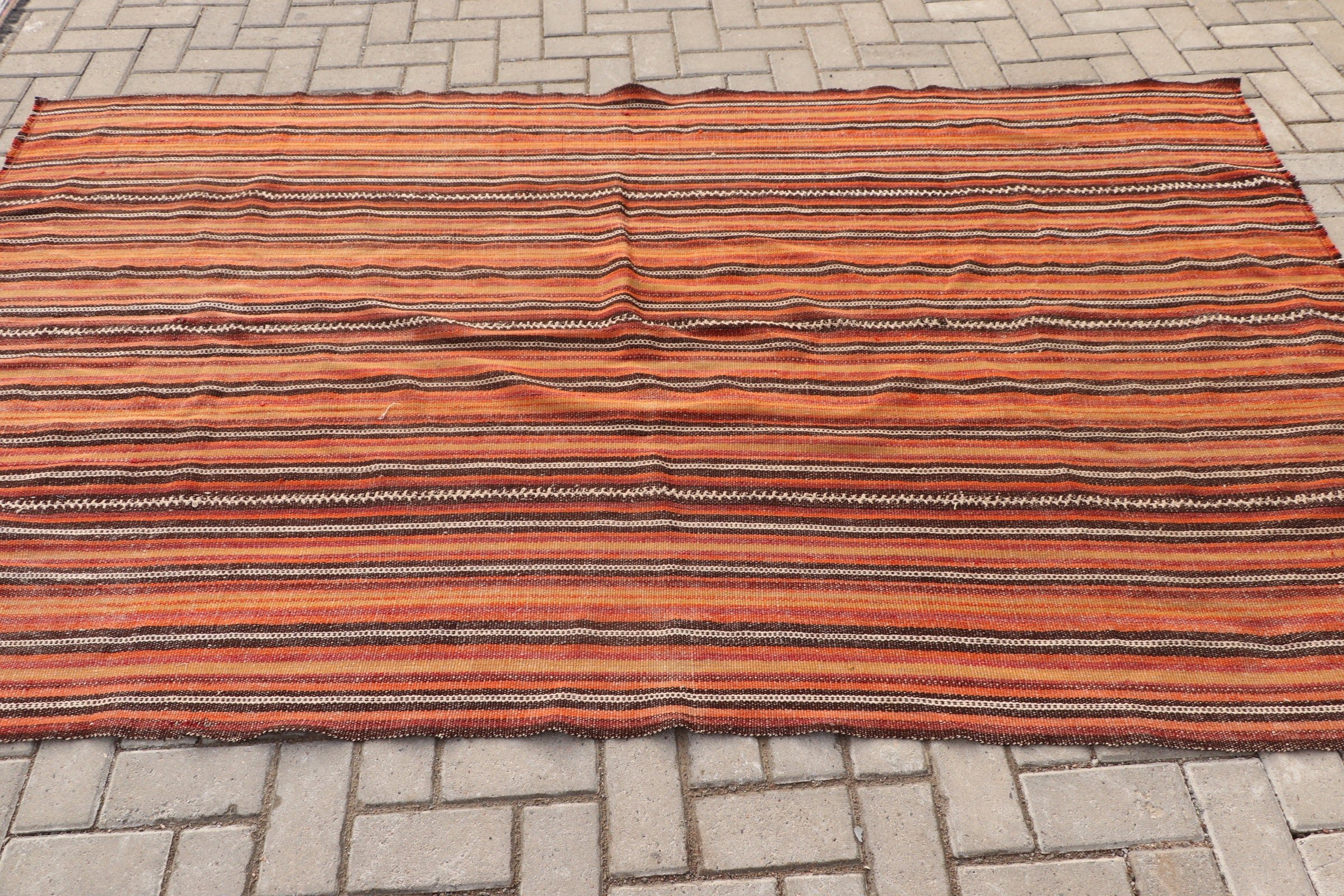 4.9x7.9 ft Area Rug, Kilim, Turkish Rugs, Wool Rug, Bedroom Rugs, Antique Rug, Aztec Rug, Orange Antique Rugs, Vintage Rug, Living Room Rug