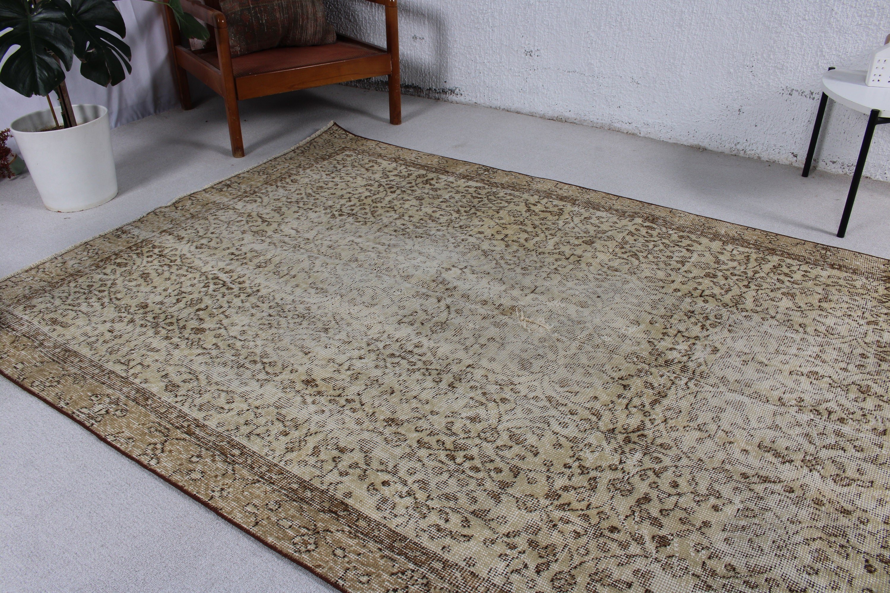 Yemek Odası Halıları, Vintage Halı, Bej Yatak Odası Halısı, 5x8,3 ft Büyük Halı, Salon Halıları, Açıklama Halısı, Türk Halısı, Mutfak Halısı, Salon Halısı