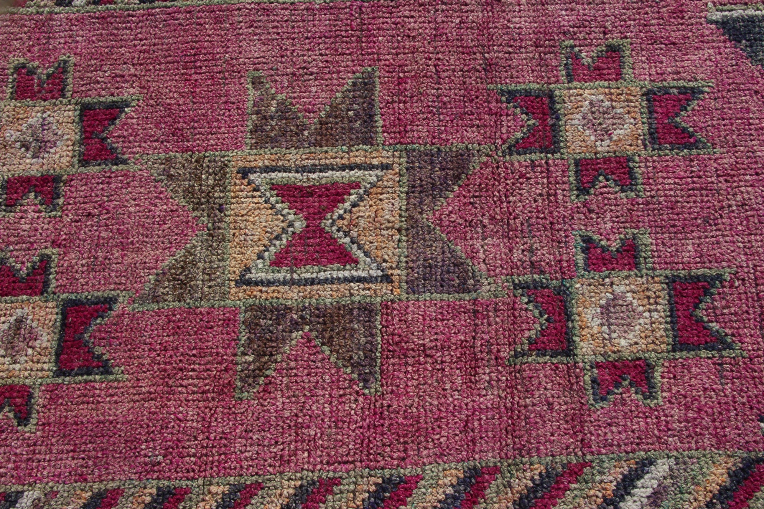 Türk Halıları, Koridor Halıları, Vintage Halı, Boho Halısı, Aztek Halısı, Pembe Lüks Halılar, Koridor Halıları, 3x11.9 ft Yolluk Halıları