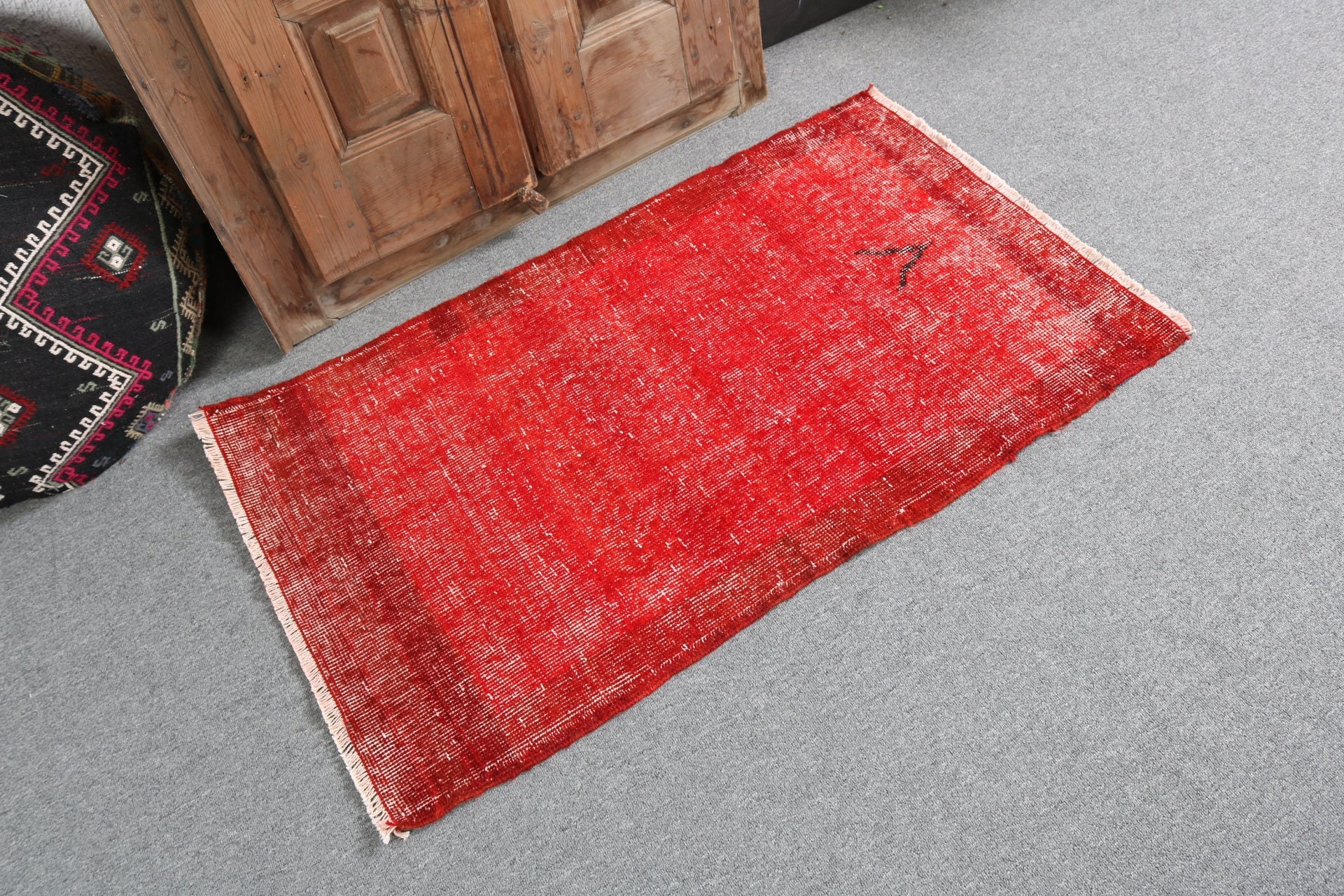 Red Kitchen Rug, Bathroom Rugs, Vintage Rugs, Nursery Rugs, Rugs for Bathroom, Neutral Rug, Turkish Rugs, 2.2x3.7 ft Small Rug, Oushak Rug