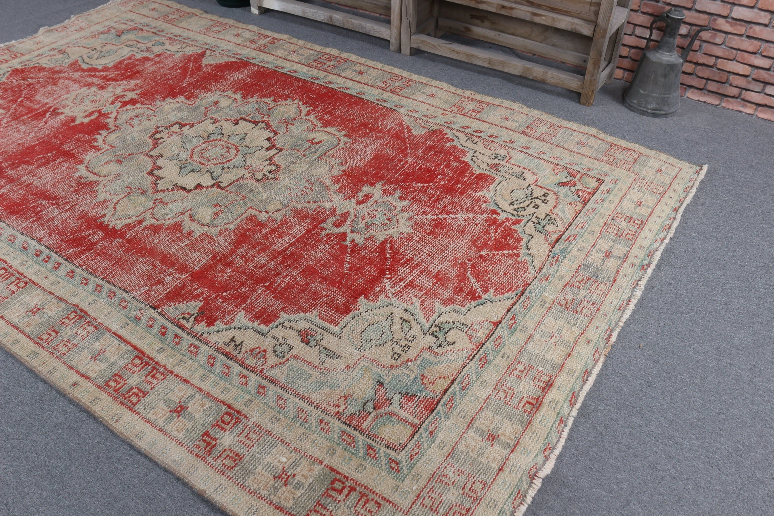 Havalı Halılar, Büyük Boho Halı, El Dokuma Halı, Türk Halısı, 5.6x8.6 ft Büyük Halı, Büyük Vintage Halılar, Vintage Halı, Kırmızı Yatak Odası Halıları, Türkiye Halısı