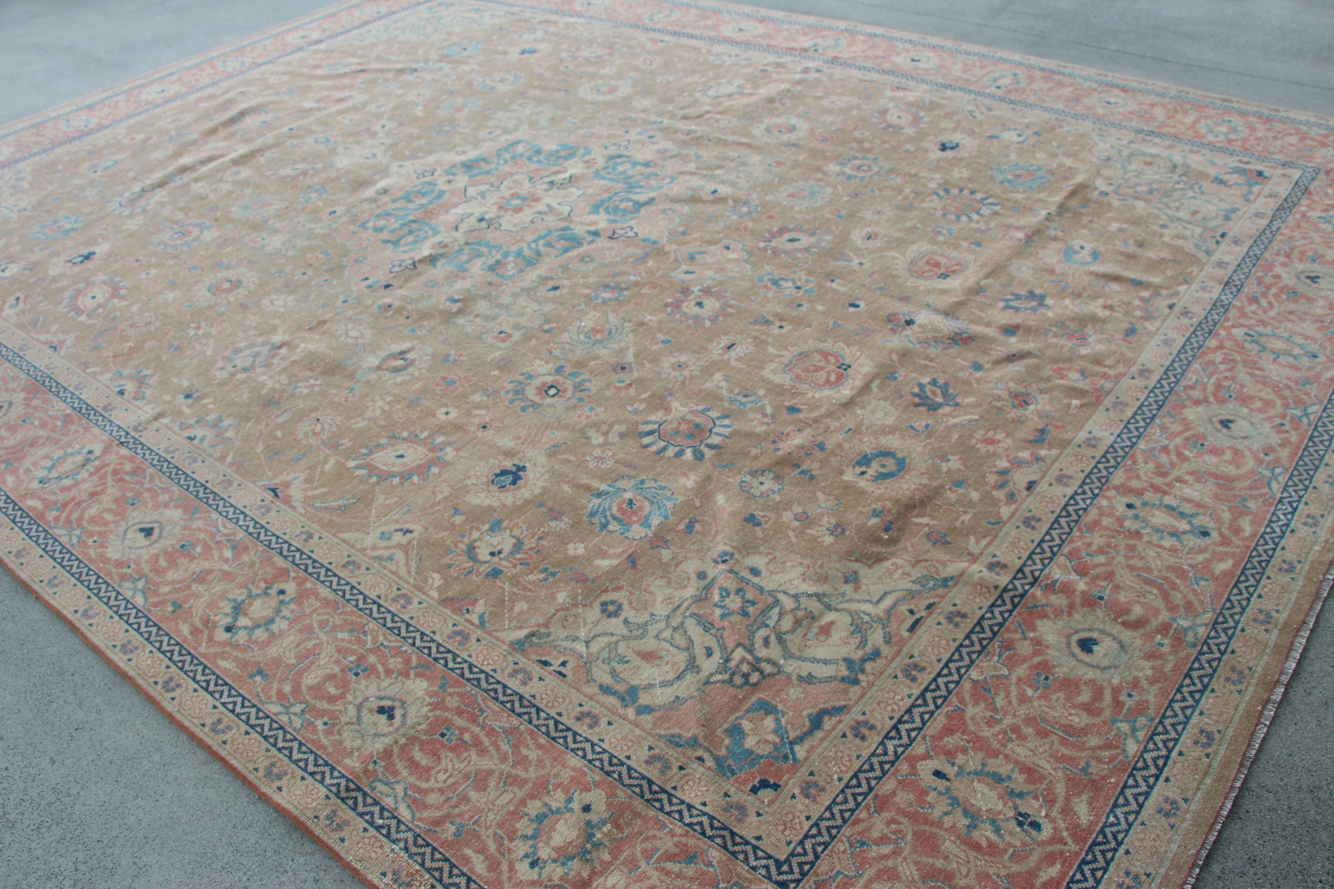 Oturma Odası Halıları, Türk Halısı, 10.4x13.9 ft Büyük Boy Halı, Vintage Halı, Egzotik Halılar, Bej Anadolu Halısı, Yatak Odası Halısı, Salon Halıları, Yün Halı