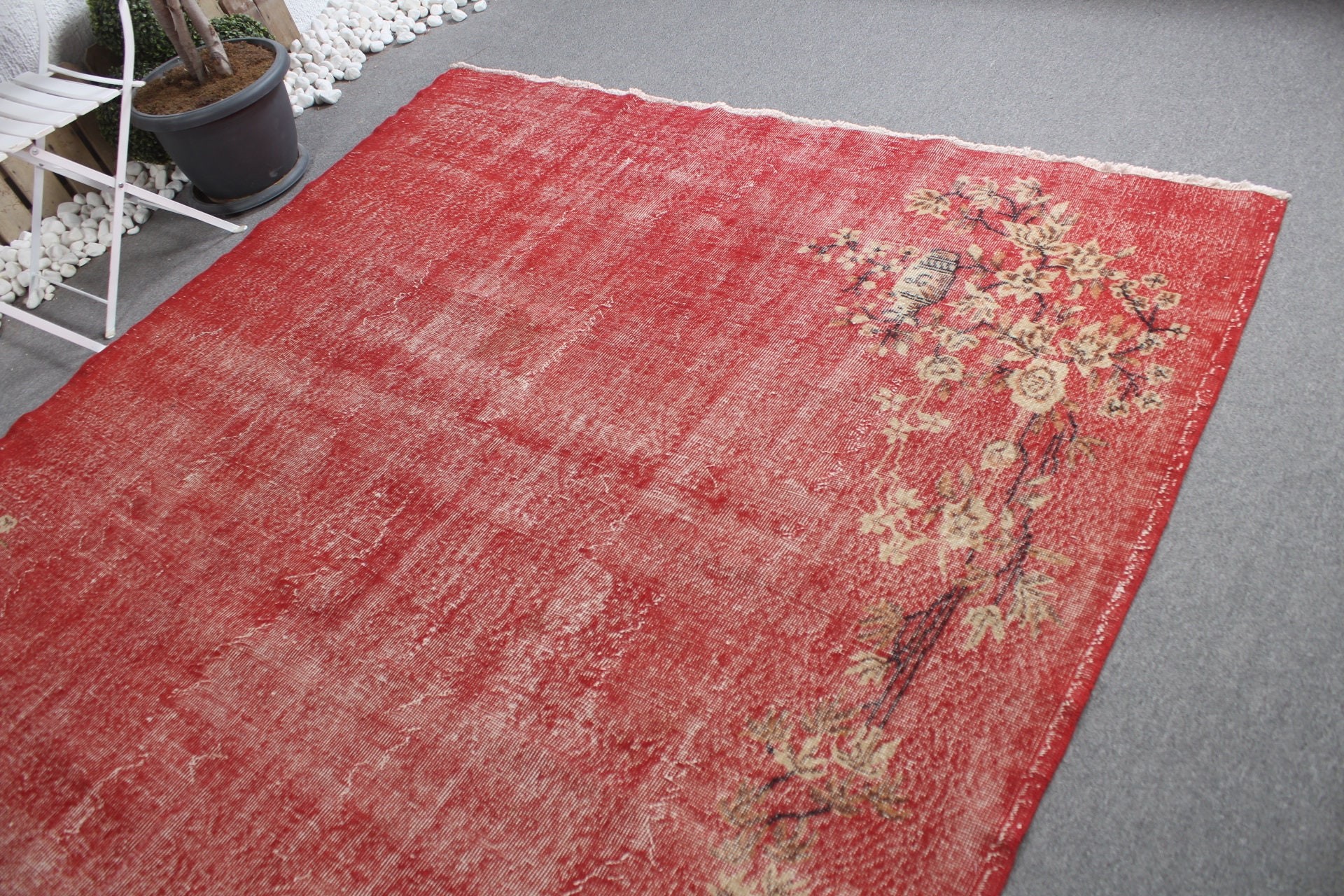 Red Moroccan Rugs, Vintage Rug, Oriental Rug, Salon Rugs, Muted Rug, Kitchen Rug, Dining Room Rugs, Turkish Rugs, 6.9x10.4 ft Oversize Rug