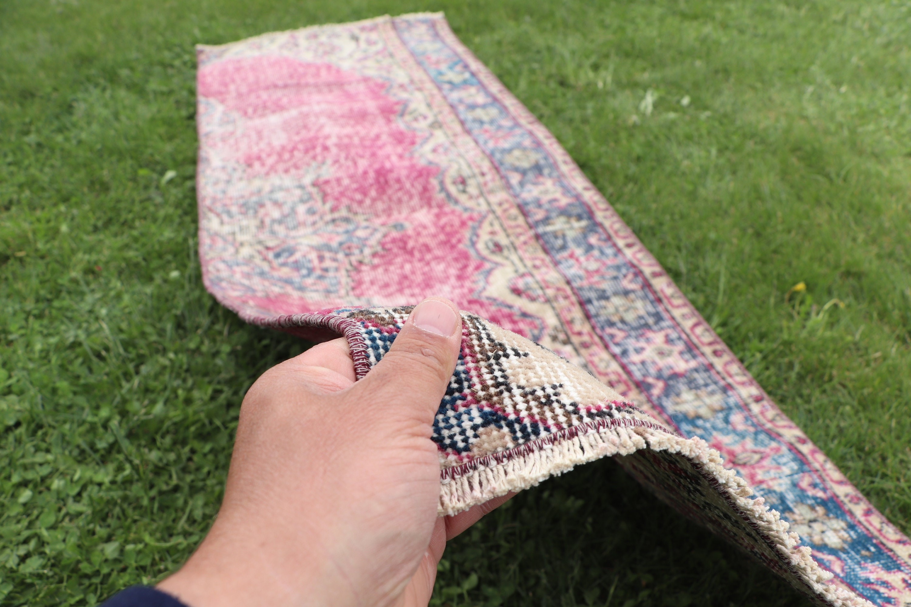 Türk Halısı, 1.9x5.4 ft Runner Halıları, Vintage Halılar, Mutfak Halıları, Pembe Boho Halıları, Yün Halıları, Beni Ourain Runner Halıları, Fas Halıları