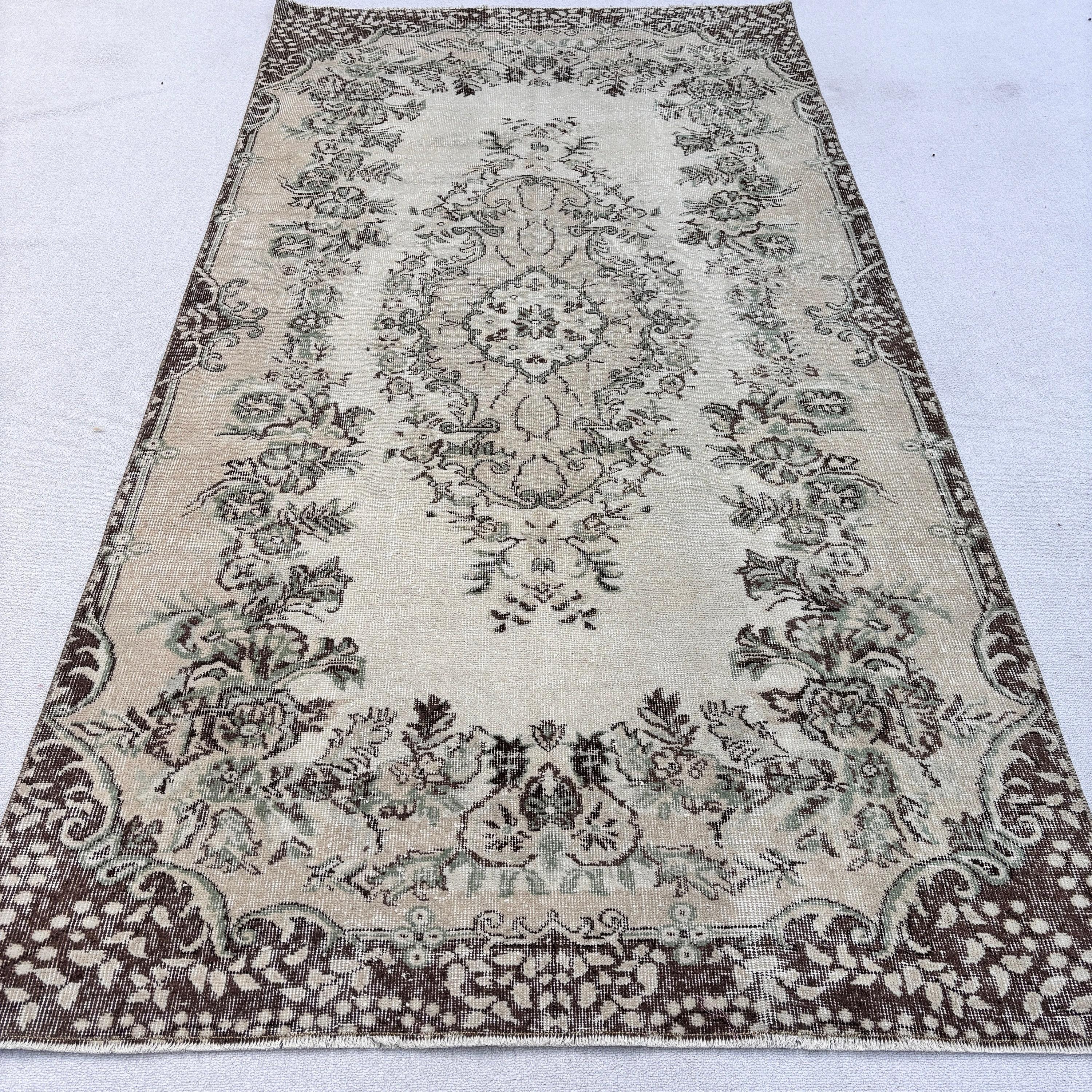 Kahverengi Antika Halı, Geometrik Halılar, Yatak Odası Halısı, Etnik Halı, 4,9x9,4 ft Büyük Halı, Vintage Halı, Büyük Oushak Halıları, Lüks Halılar, Türk Halısı