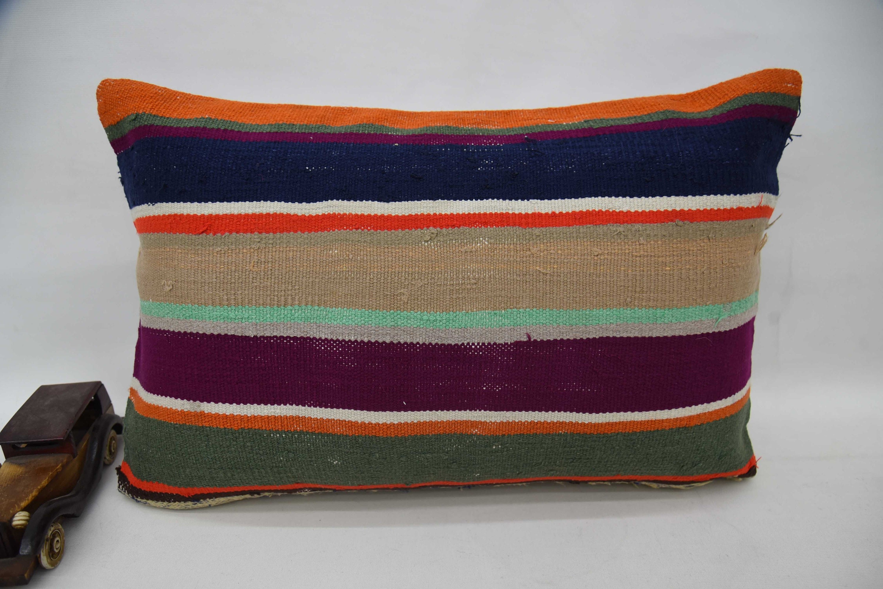 Vintage Kilim Pillow, Ethnic Pillow Cover Cushion, Handmade Kilim Cushion, 16"x24" Orange Pillow Cover, Home Decor Pillow