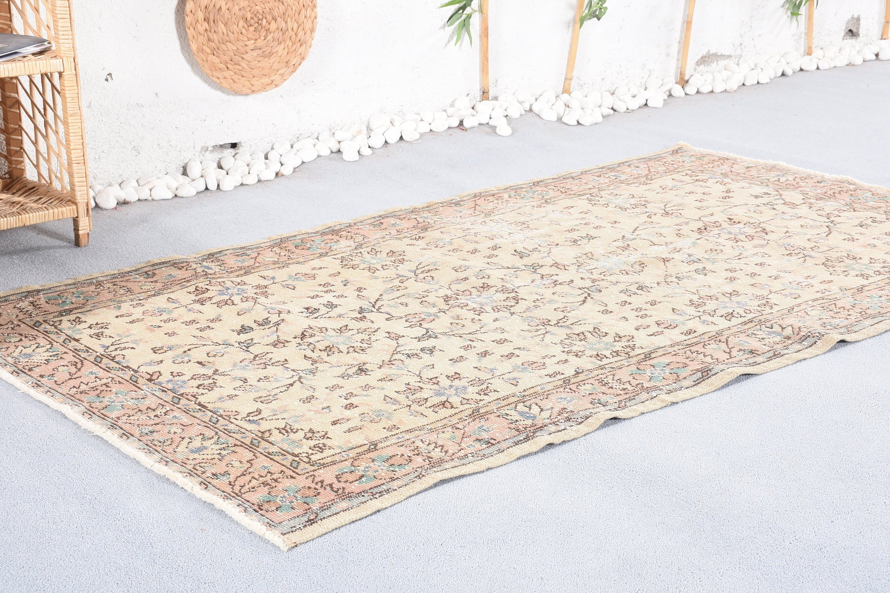 Rugs for Indoor, Wool Rug, Brown Oriental Rug, Vintage Rug, Oriental Rug, Bedroom Rug, Kitchen Rug, 3.8x6.4 ft Area Rug, Turkish Rug