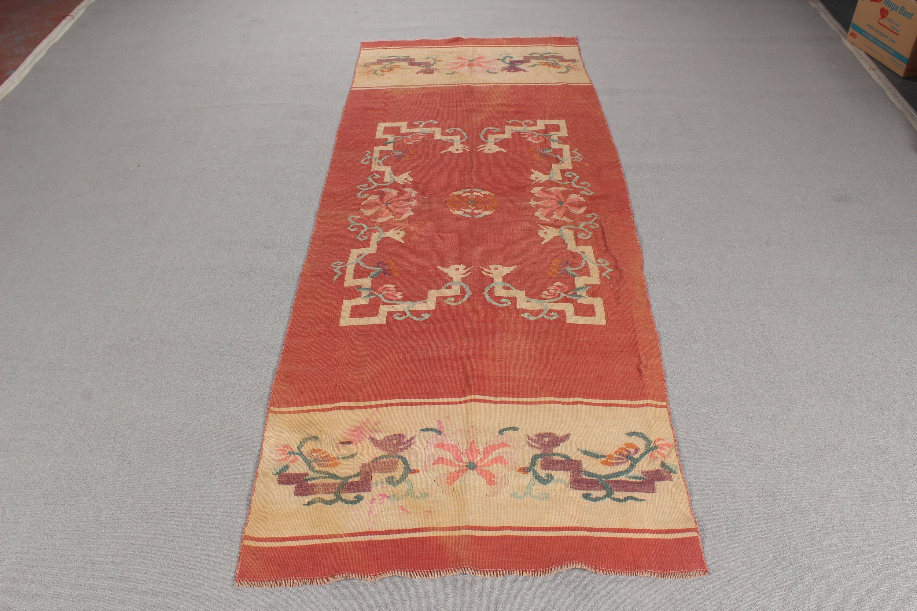 Havalı Halı, Vintage Halılar, Düz Dokuma Halı, Aztek Halıları, Vintage Runner Halıları, 3.5x9.5 ft Runner Halıları, Kilim, Türk Halıları, Sarı Ev Dekorasyonu Halıları