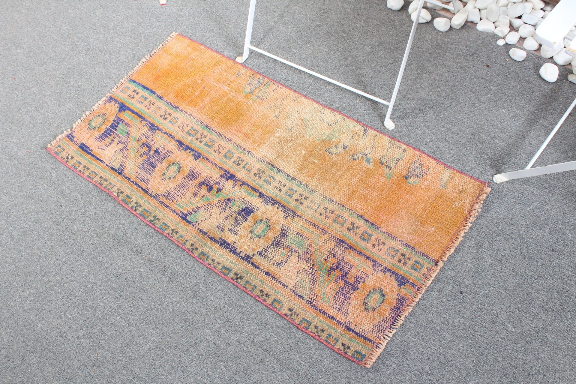 Cool Rug, Vintage Rugs, Bathroom Rugs, Turkish Rug, 1.6x3.1 ft Small Rug, Rugs for Bedroom, Bath Rug, Orange Oushak Rugs