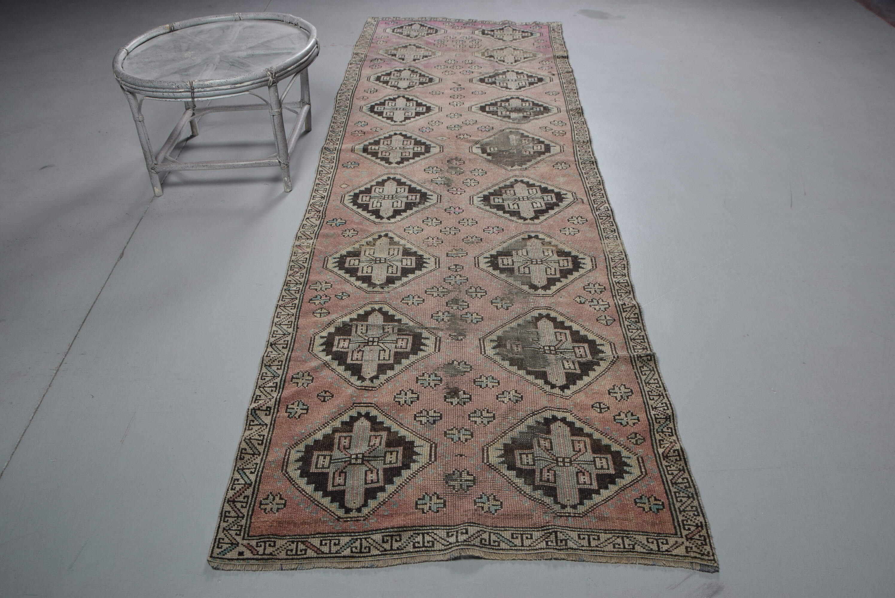 Oriental Rug, 3.4x10.4 ft Runner Rug, Vintage Rug, Old Rug, Hallway Rug, Anatolian Rugs, Turkish Rug, Rugs for Corridor, Red Home Decor Rug