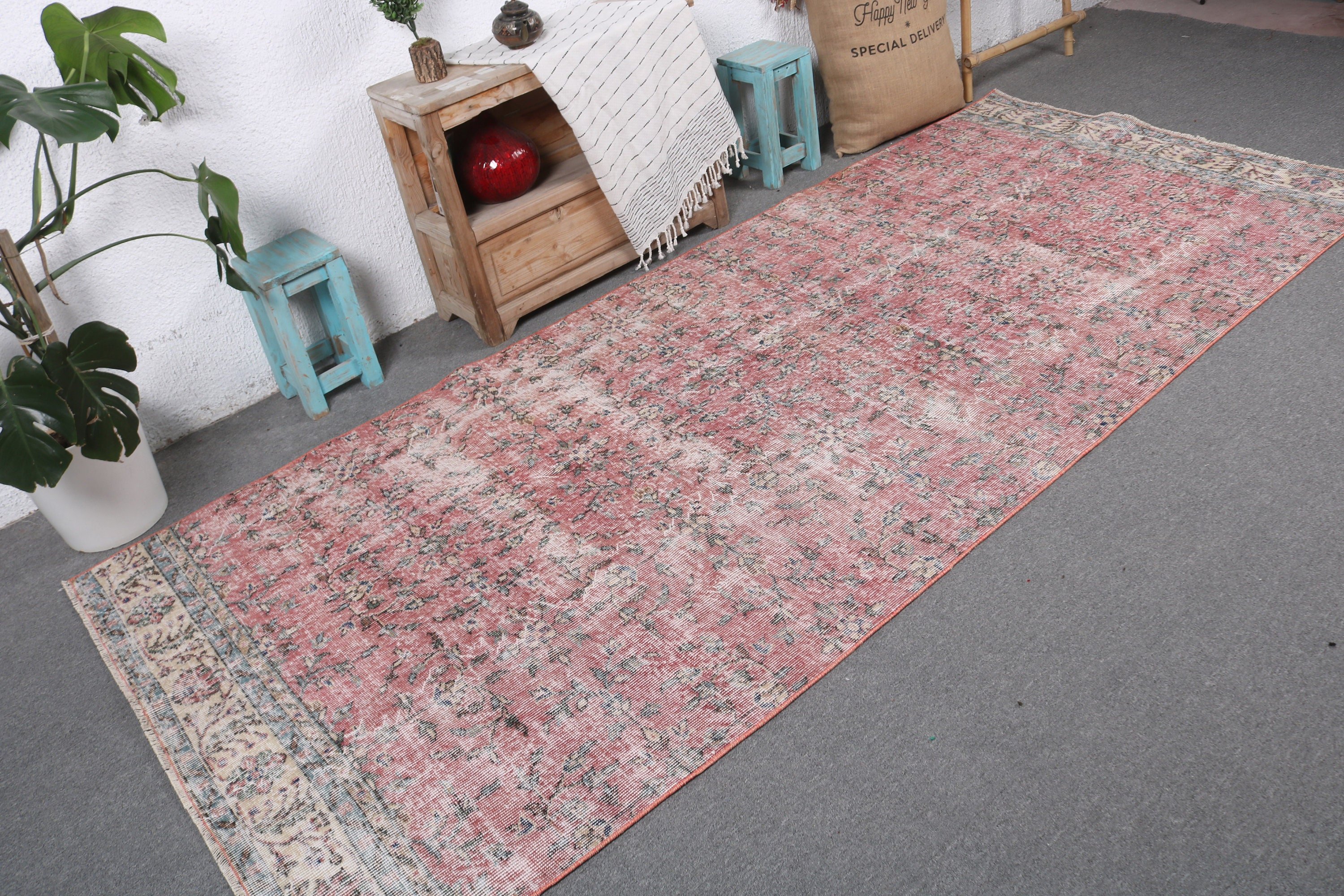 Dining Room Rugs, Home Decor Rugs, Turkish Rugs, Red Moroccan Rugs, Living Room Rugs, Vintage Rug, 4.3x9.9 ft Large Rugs, Luxury Rug