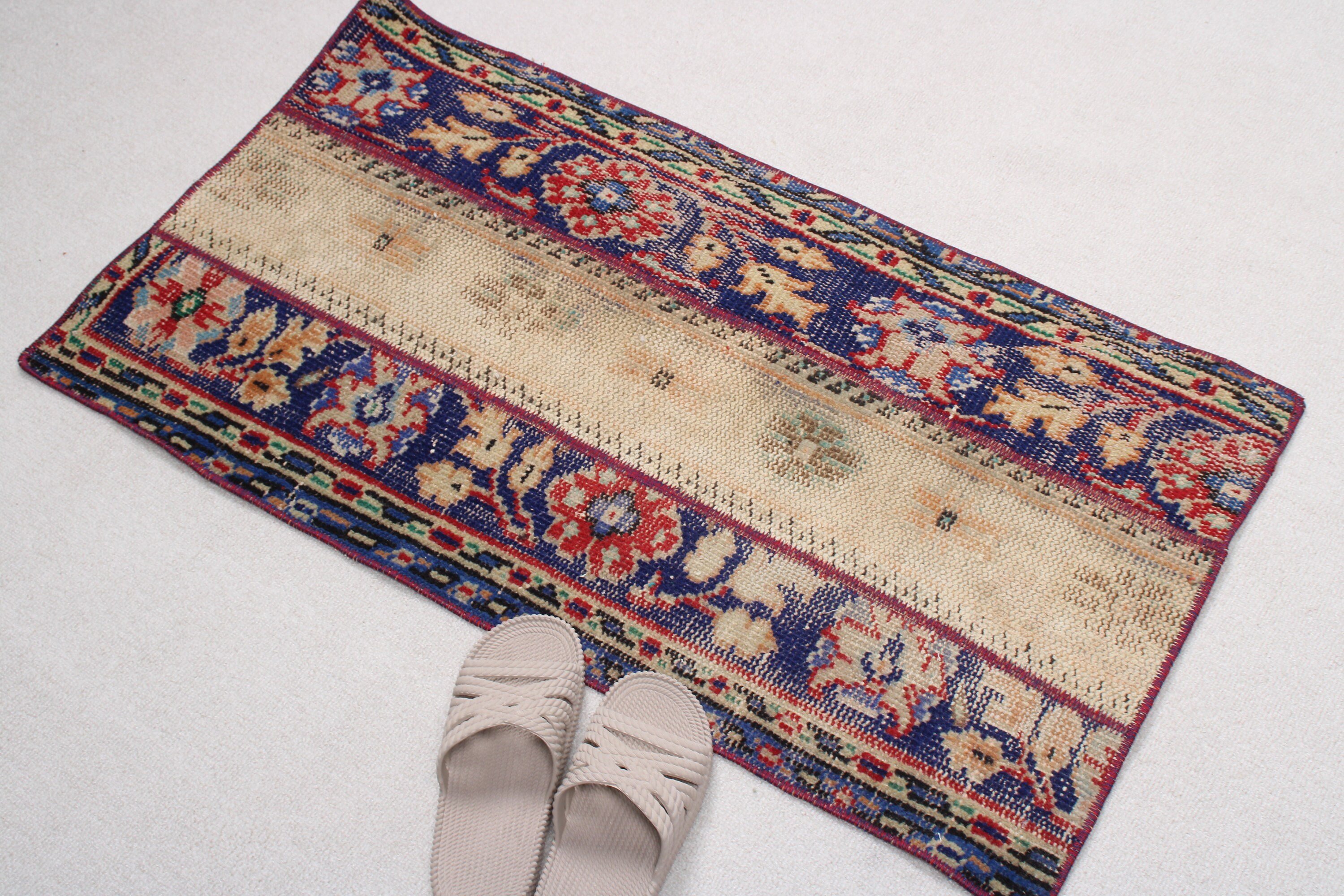 Araba Paspas Halıları, 1.8x3.2 ft Küçük Halı, Bej Ev Dekorasyonu Halıları, Vintage Halılar, Düz Dokuma Halı, Oryantal Halı, Küçük Vintage Halı, Türk Halıları