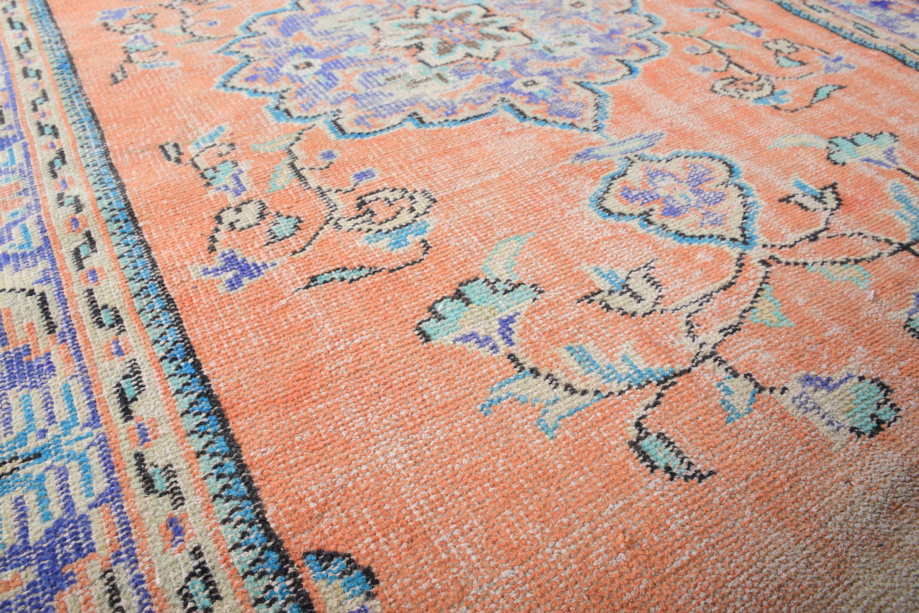 Rugs for Kitchen, Cool Rug, Bedroom Rugs, Vintage Rugs, Orange Floor Rug, Turkish Rug, Dining Room Rugs, 4.6x8 ft Area Rug