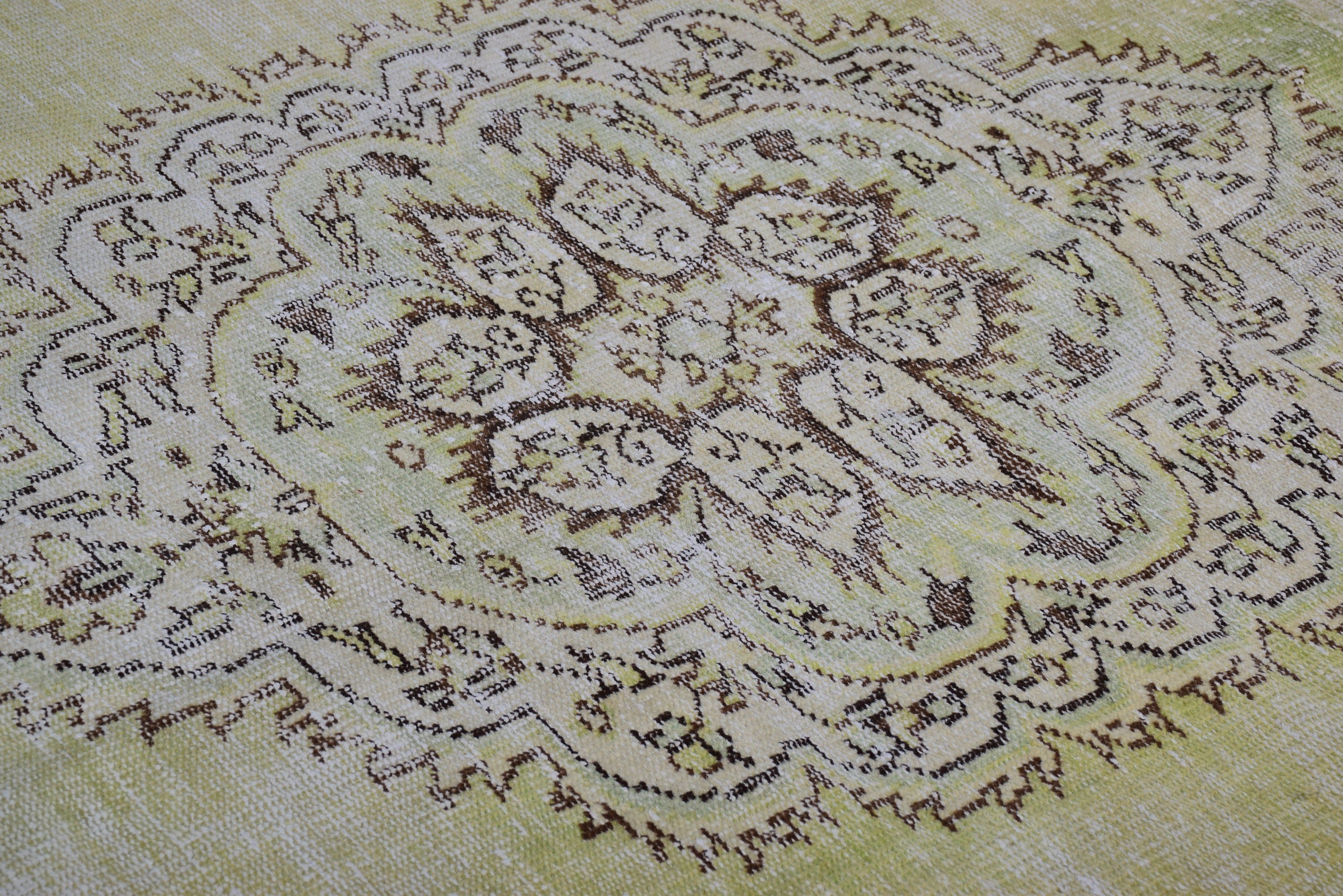 Kabile Halısı, Yeşil Oushak Halısı, Türk Halıları, 6,2x10,1 ft Büyük Halı, Oturma Odası Halısı, Oushak Halısı, Vintage Halılar, Lüks Halı, Büyük Boho Halısı